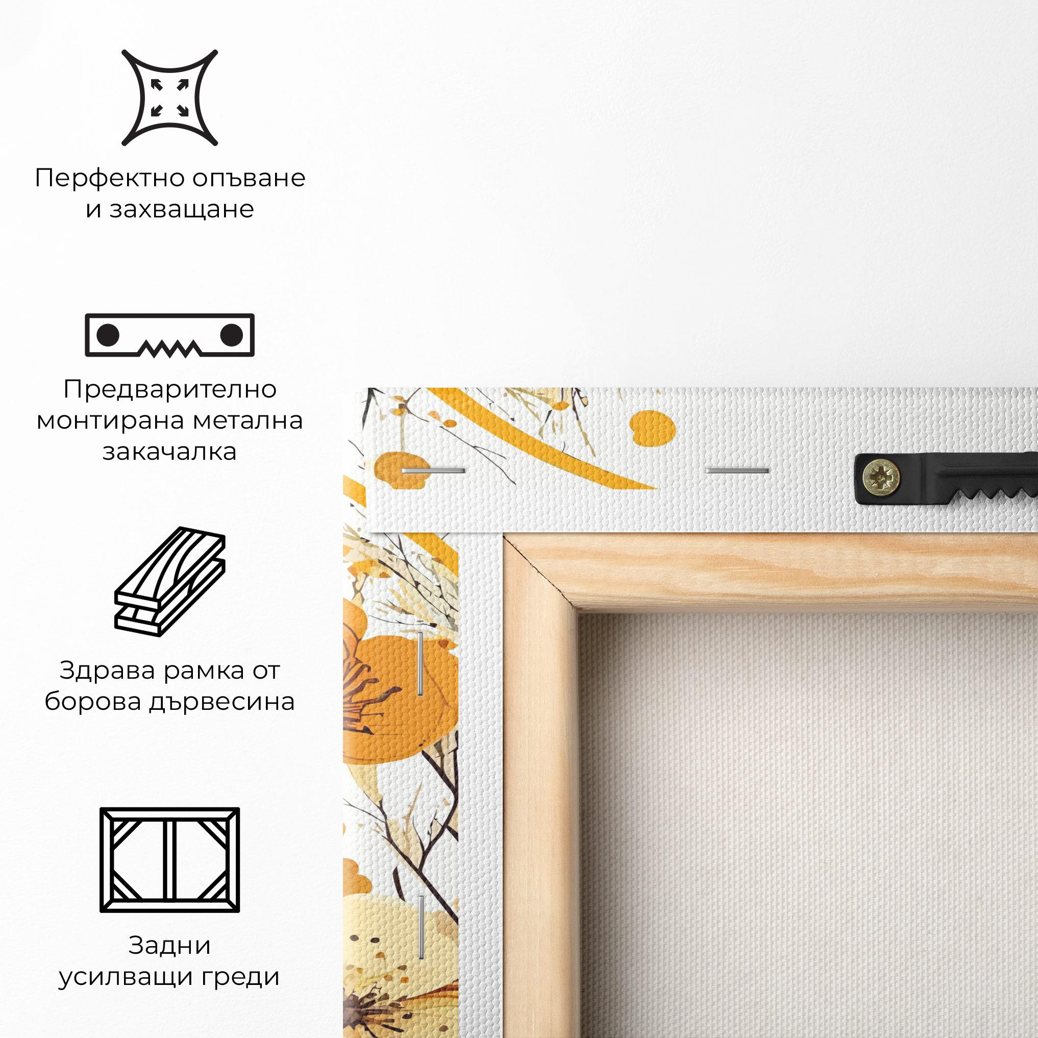 Картина на платно Yellow Circle Flowers mockup 5