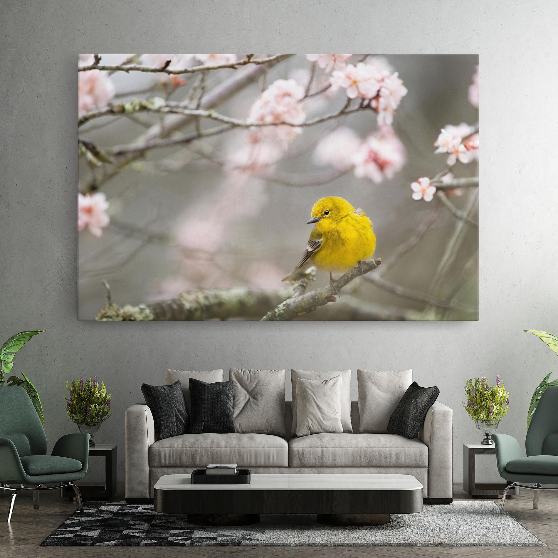 Картина на платно Pretty Spring Yellow Bird mockup 7