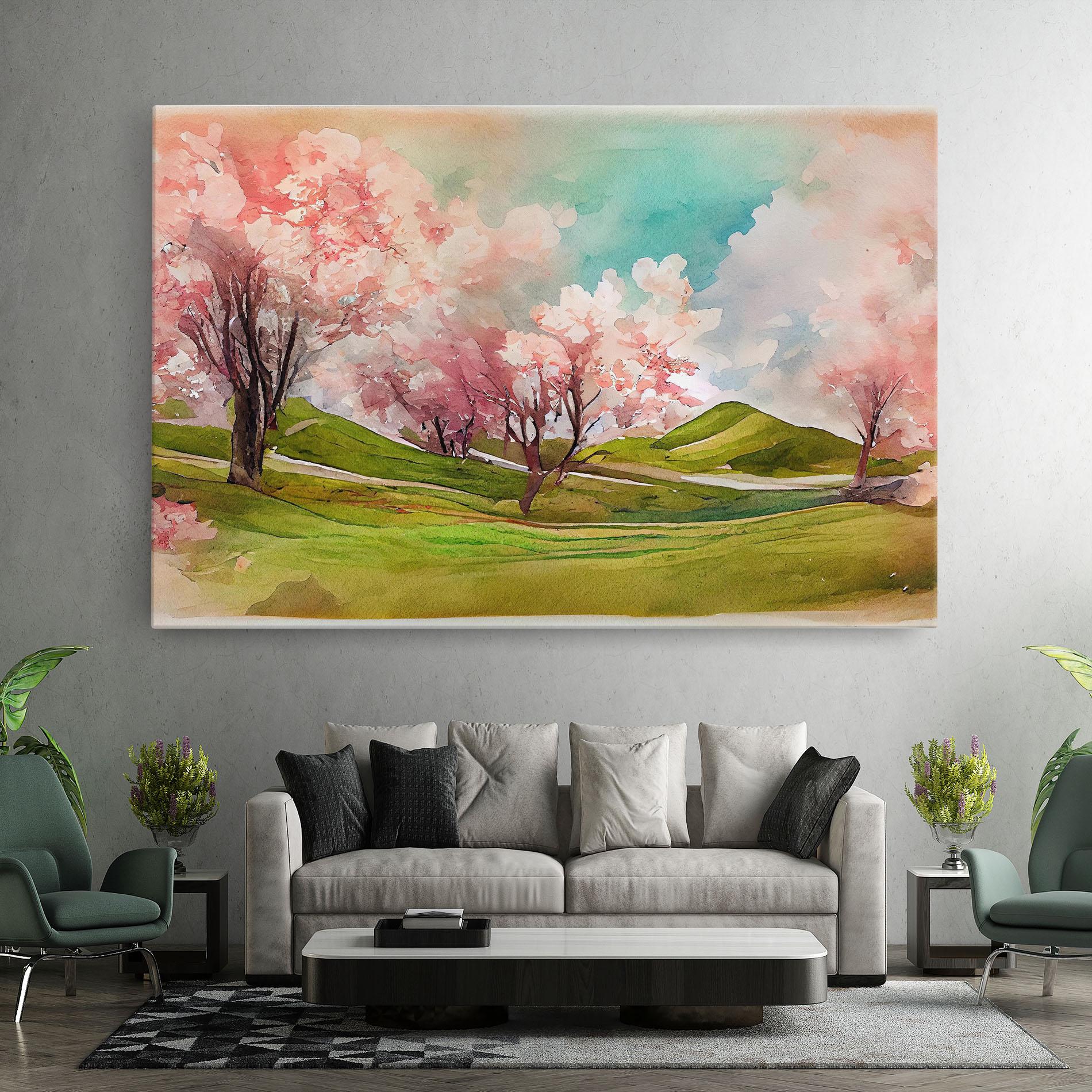 Картина на платно Spring Trees Painting mockup 7