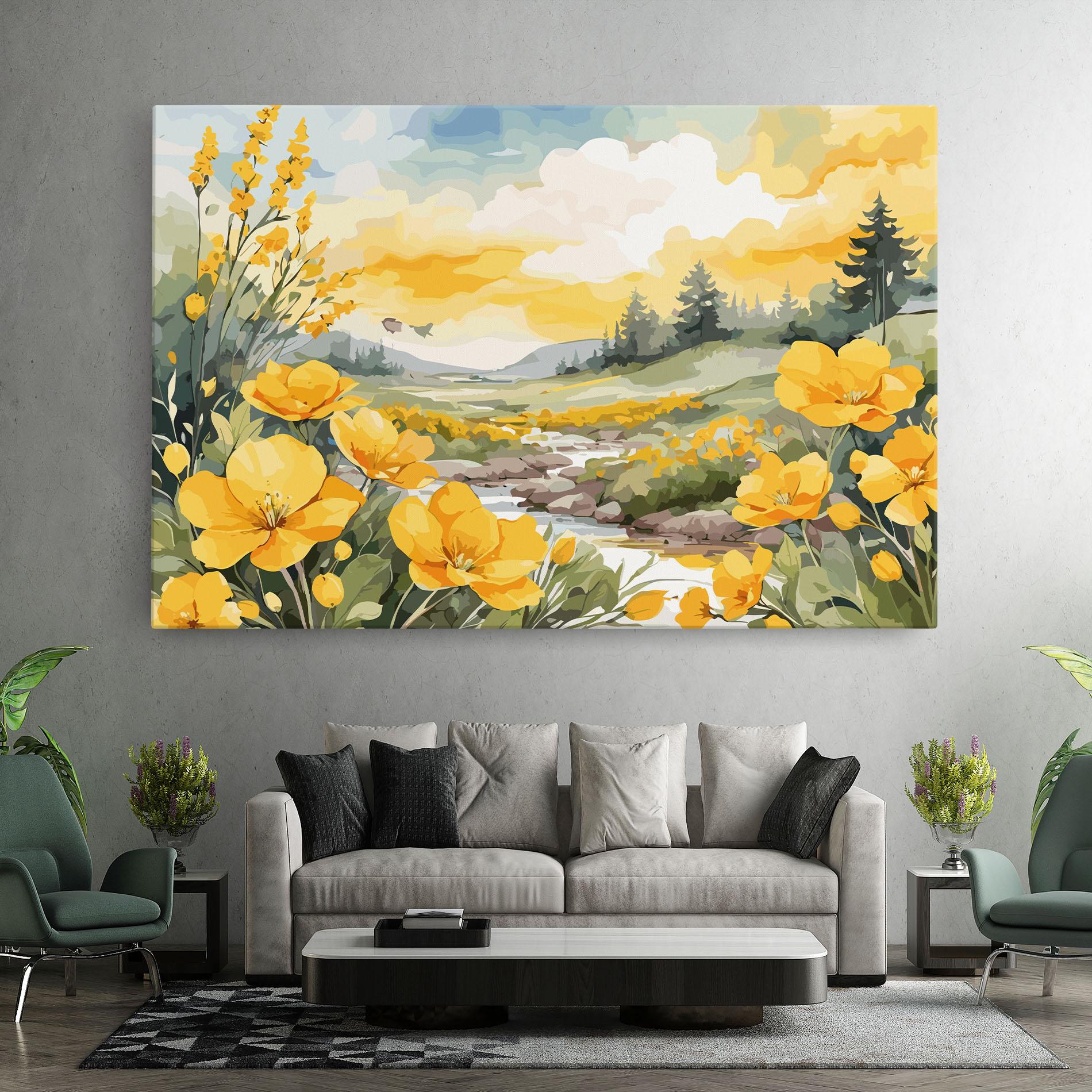 Картина на платно Yellow Spring Flower mockup 7