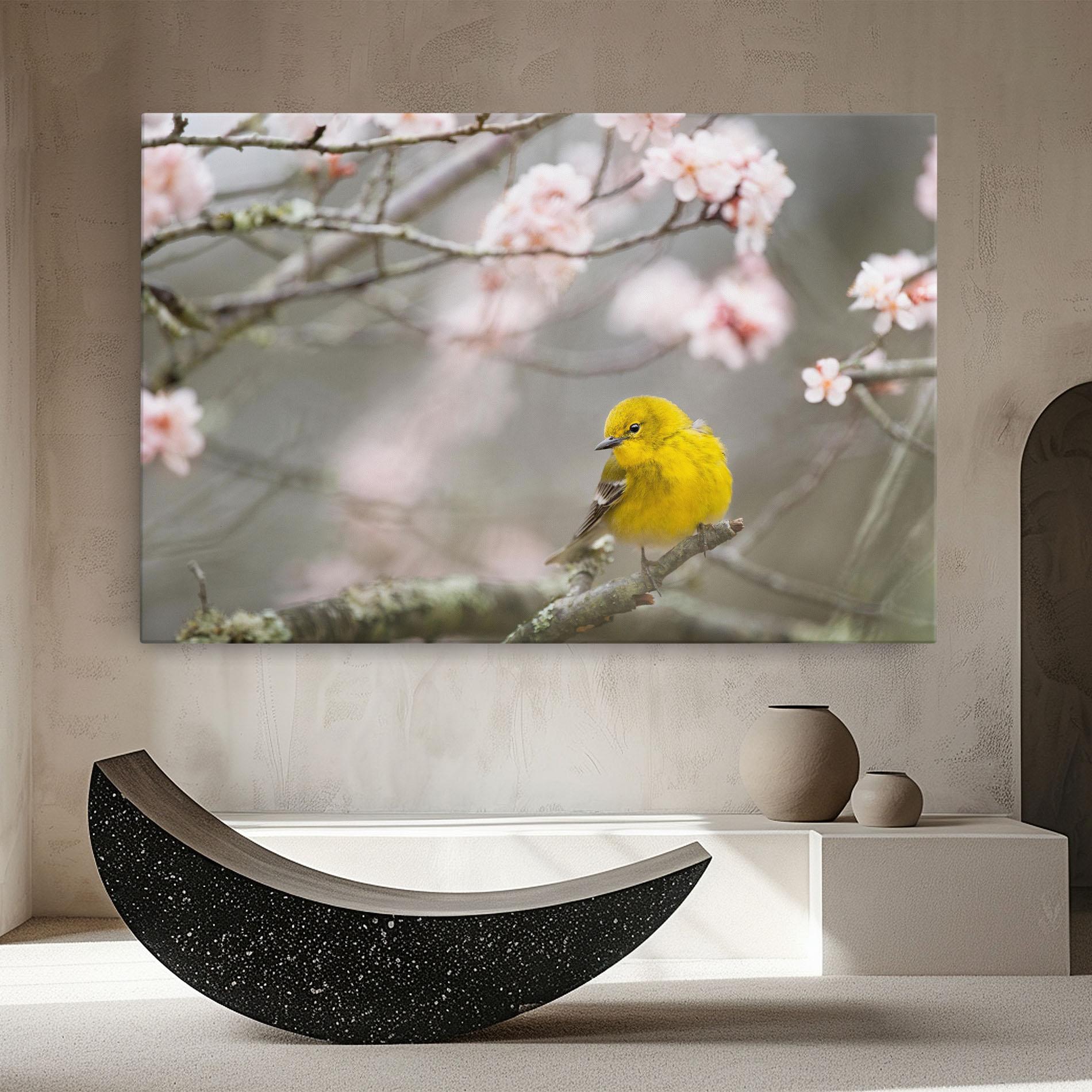Картина на платно Pretty Spring Yellow Bird mockup 8