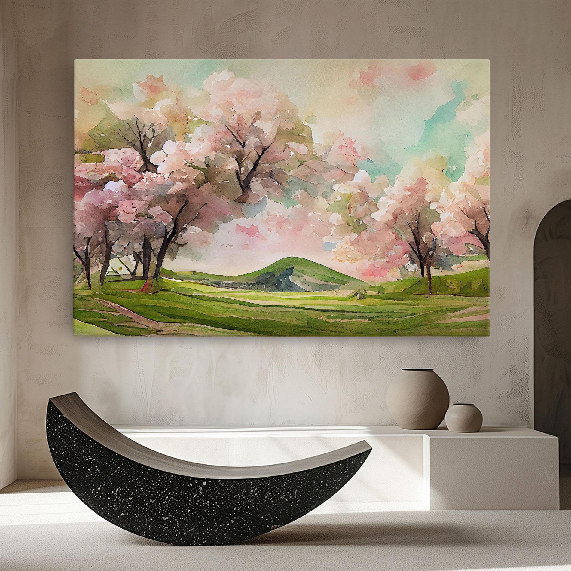 Картина на платно Spring Pink Trees mockup 8