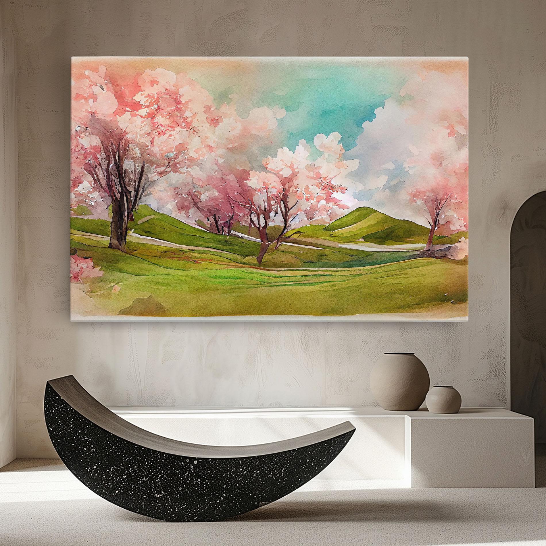 Картина на платно Spring Trees Painting mockup 8