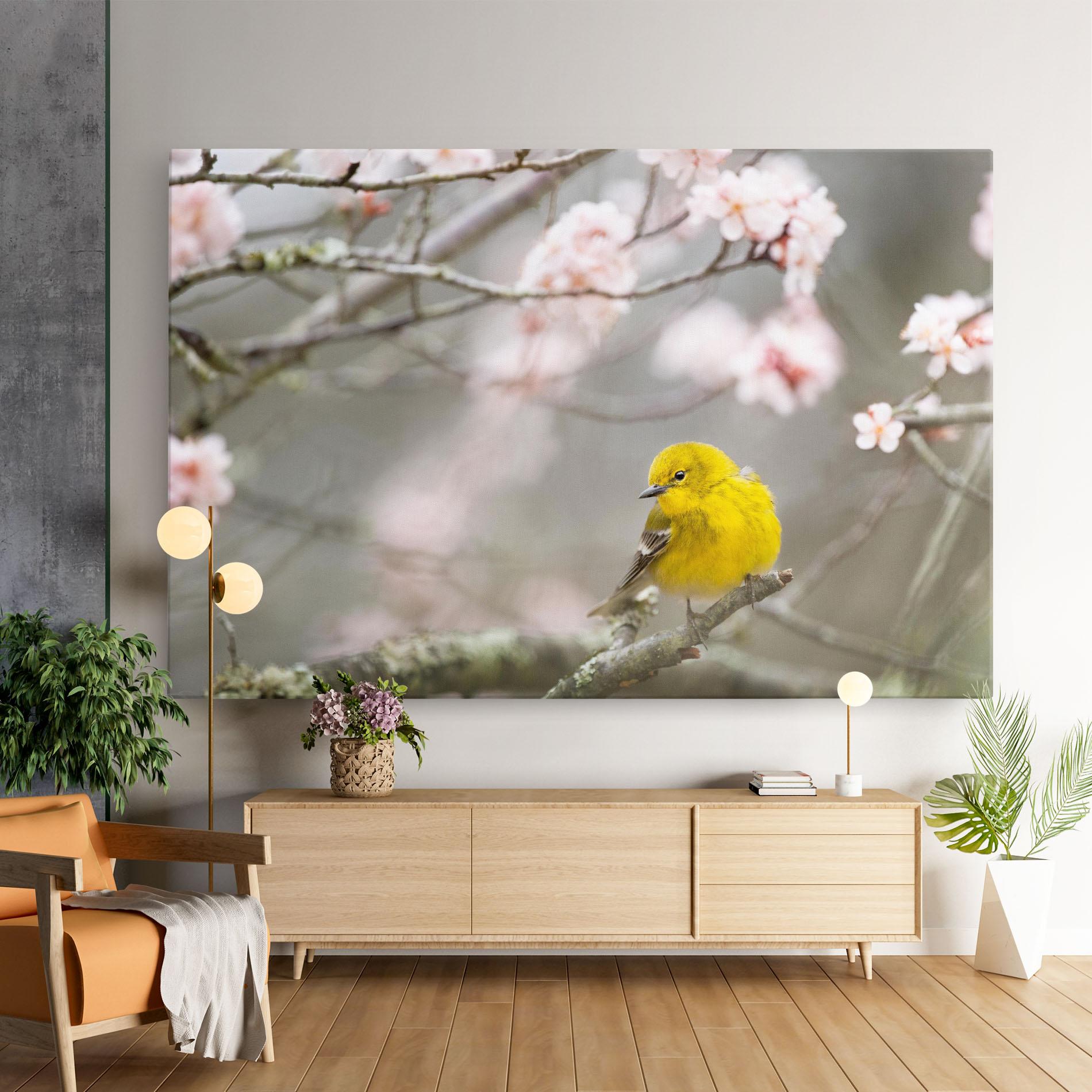 Картина на платно Pretty Spring Yellow Bird mockup 9