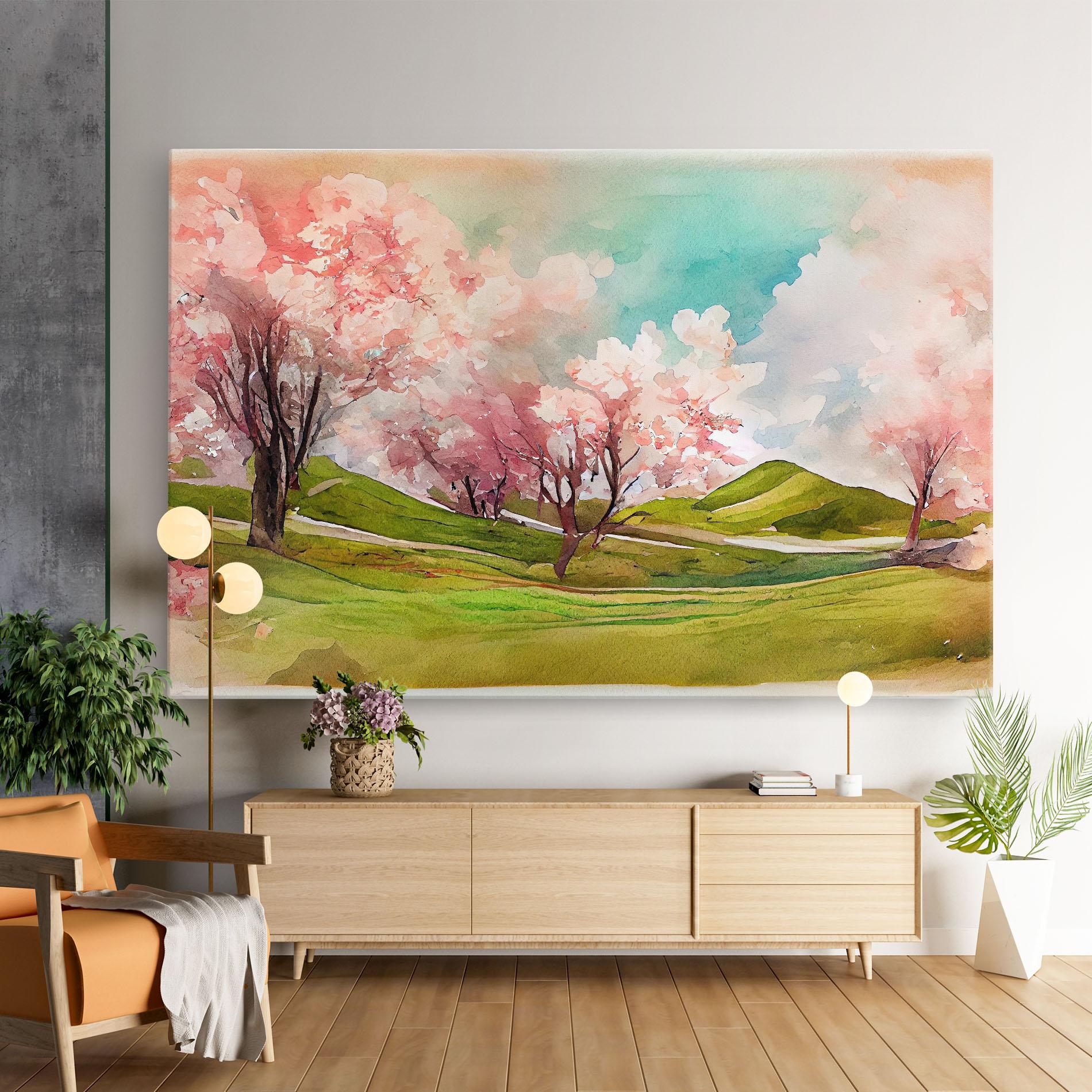 Картина на платно Spring Trees Painting mockup 9