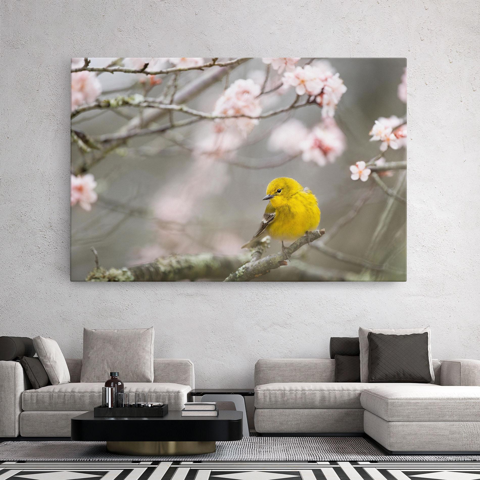 Картина на платно Pretty Spring Yellow Bird mockup 2