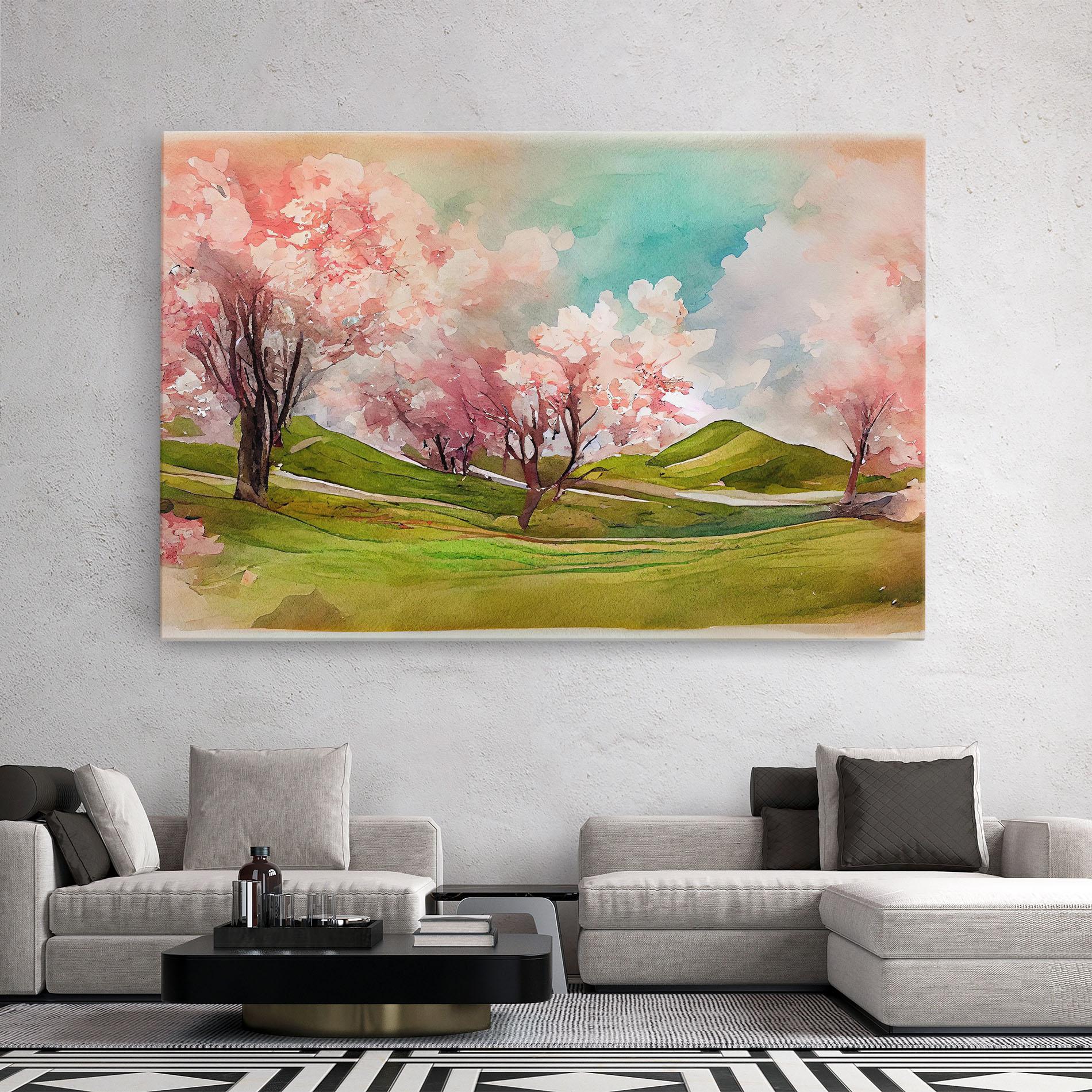 Картина на платно Spring Trees Painting mockup 2