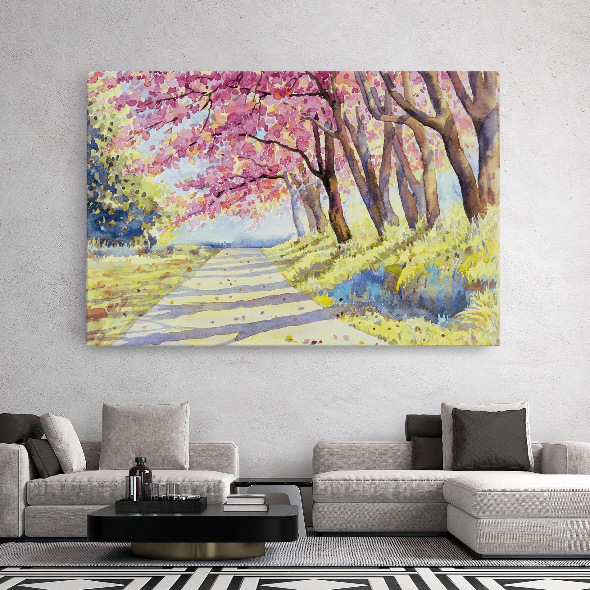 Картина на платно Watercolor Spring Landscape mockup 2