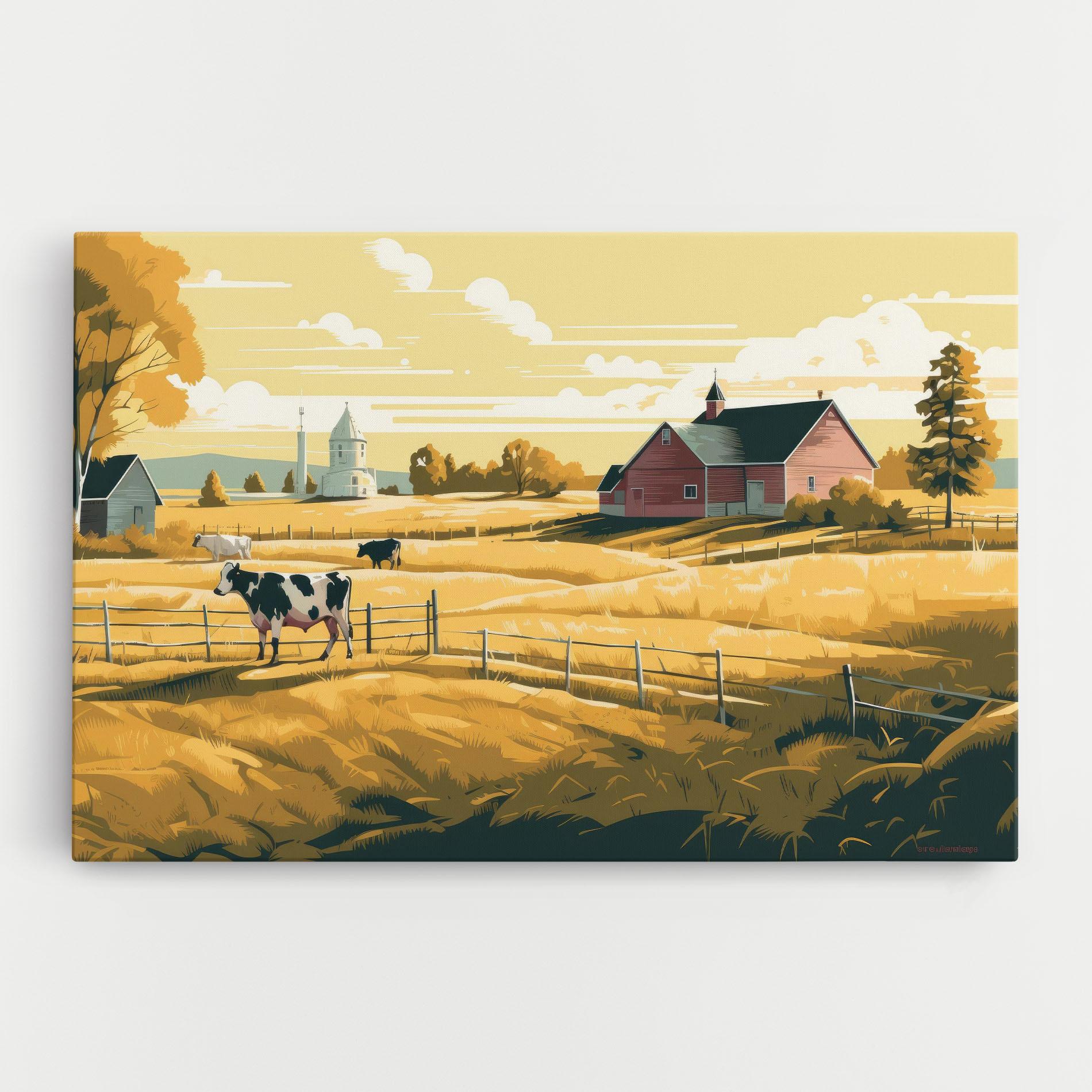 Картина на платно Cows Sunlight Farm mockup 0