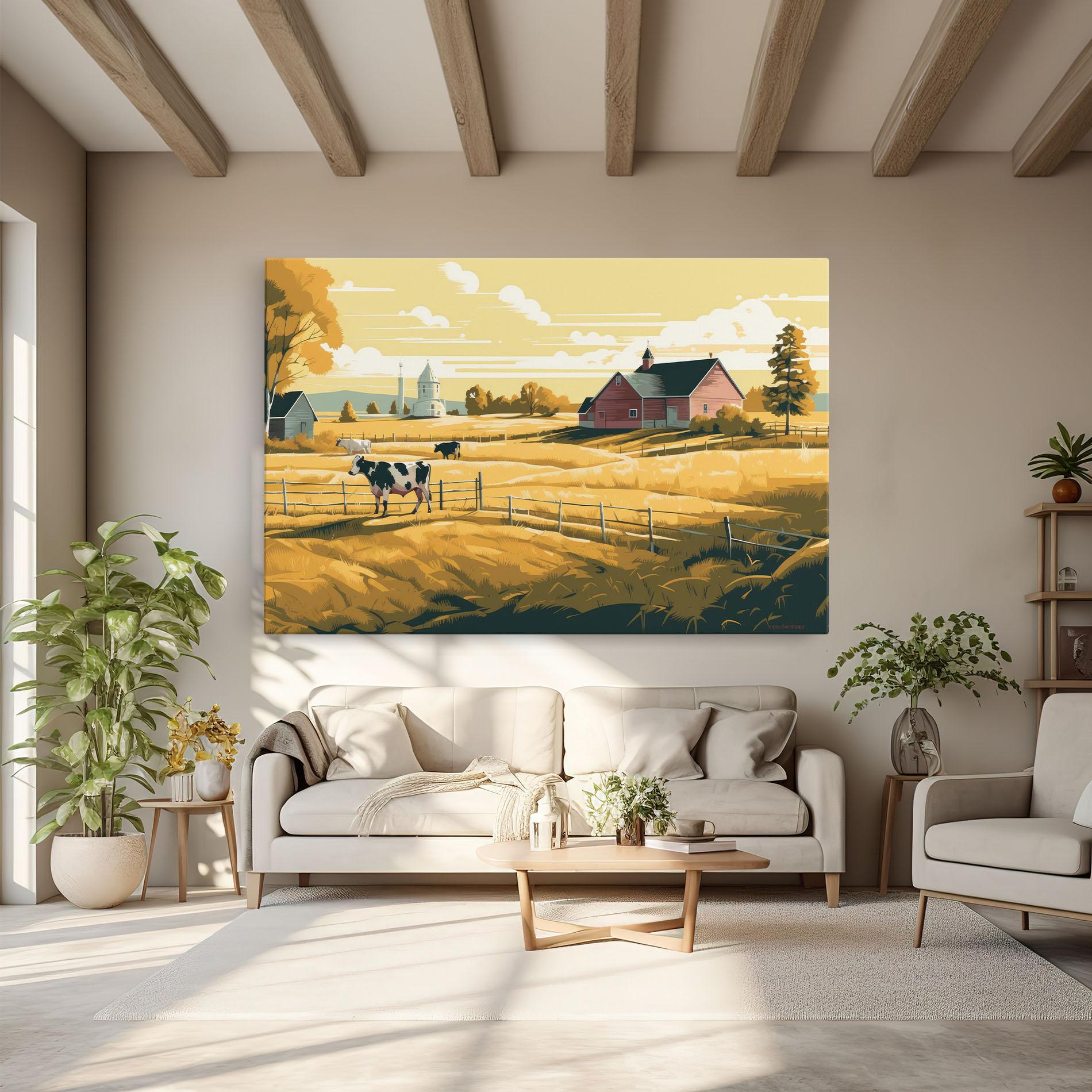 Картина на платно Cows Sunlight Farm mockup 6