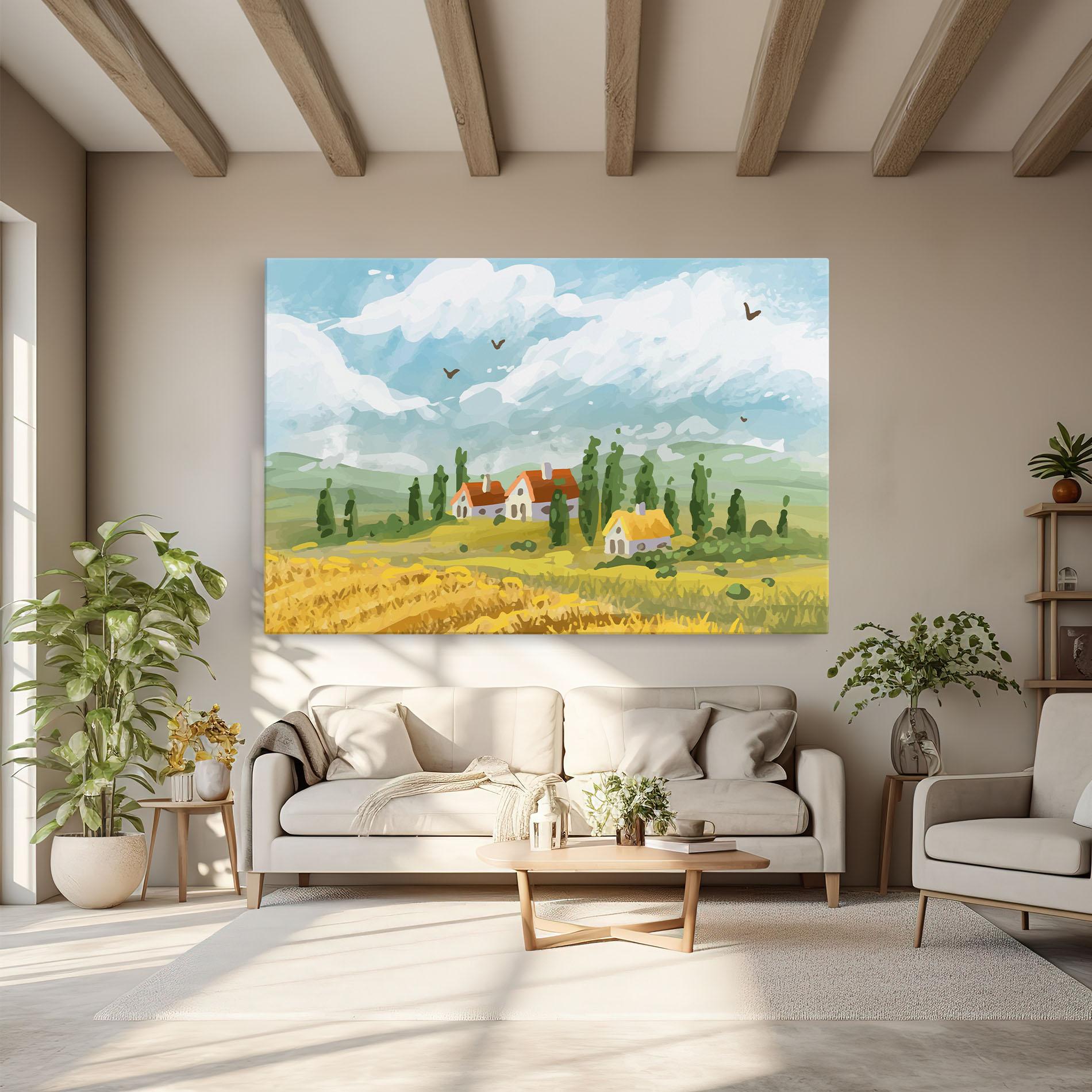 Картина на платно Orange Yellow House mockup 6