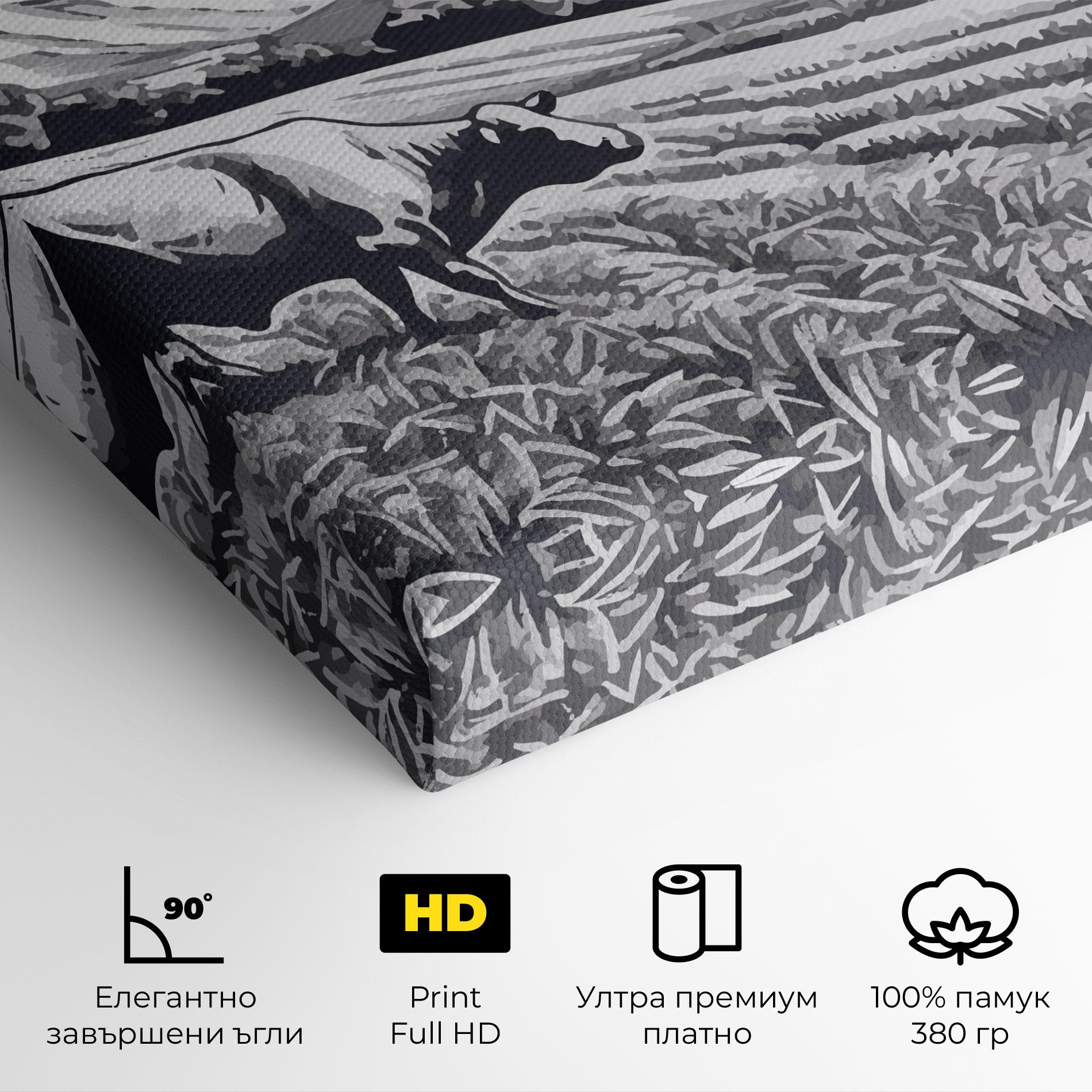 Картина на платно Cow Grey Ink mockup 4