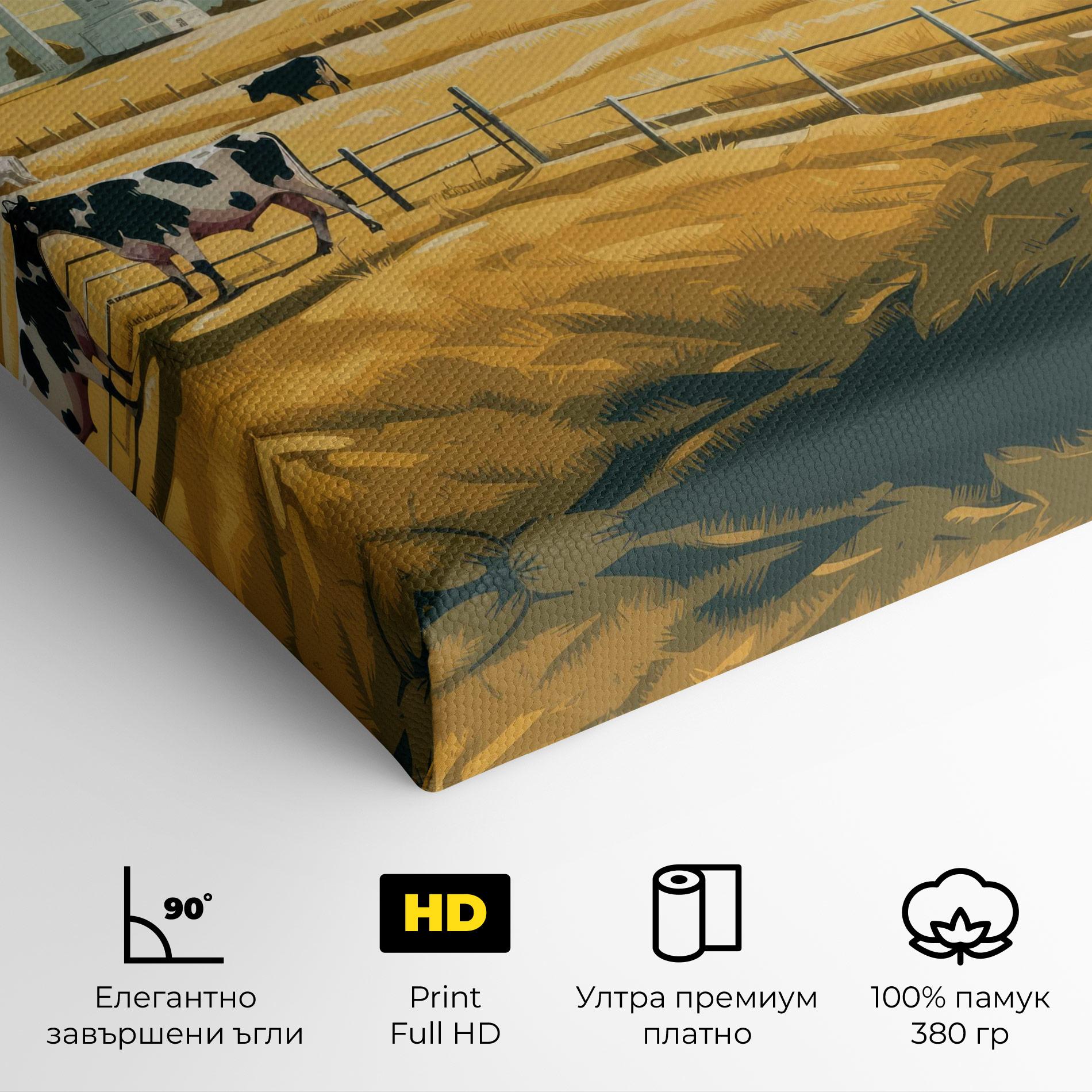 Картина на платно Cows Sunlight Farm mockup 4