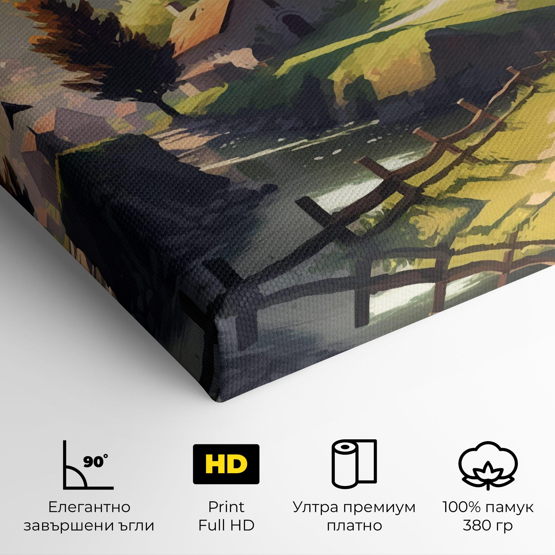 Картина на платно Village Church Art mockup 4