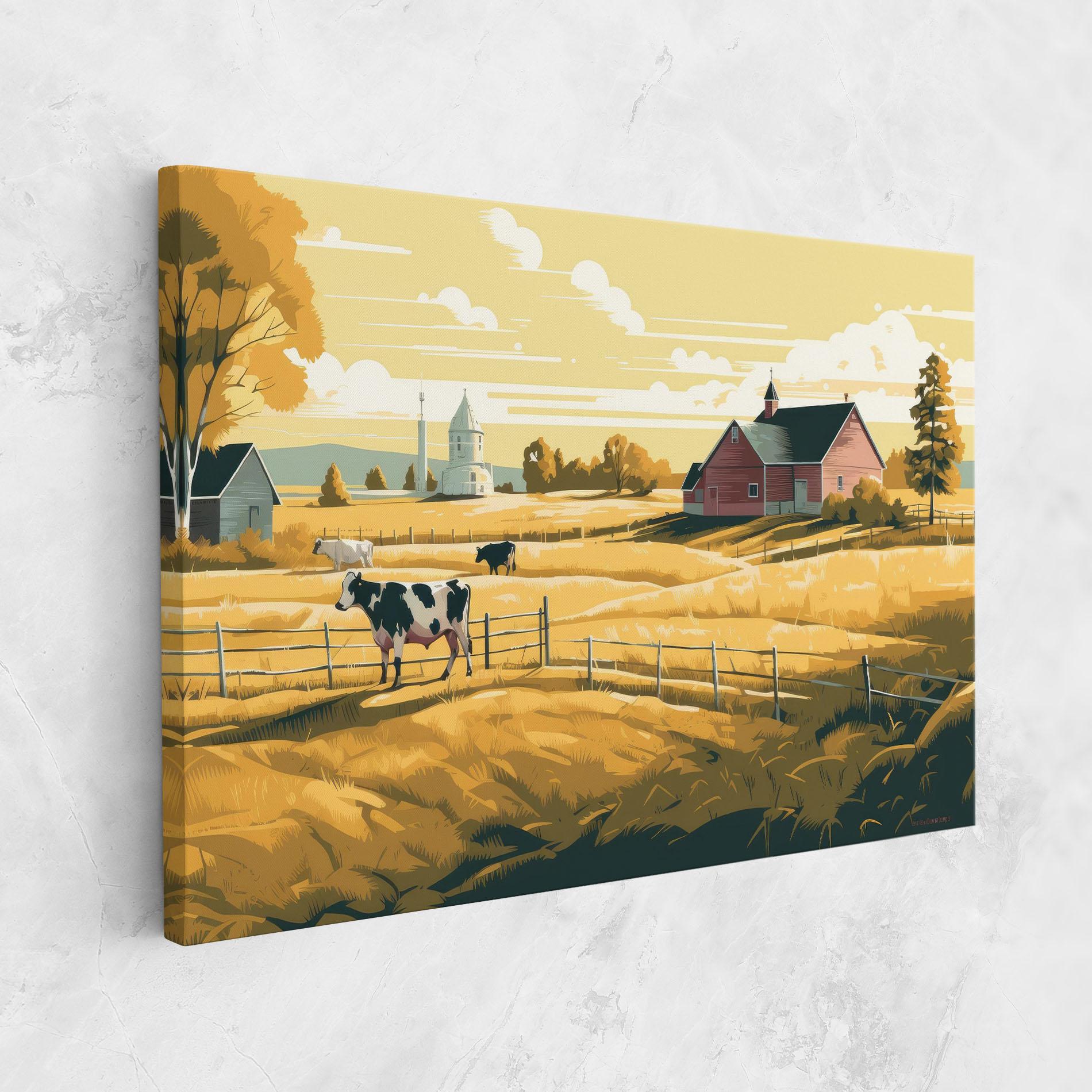 Картина на платно Cows Sunlight Farm mockup 1