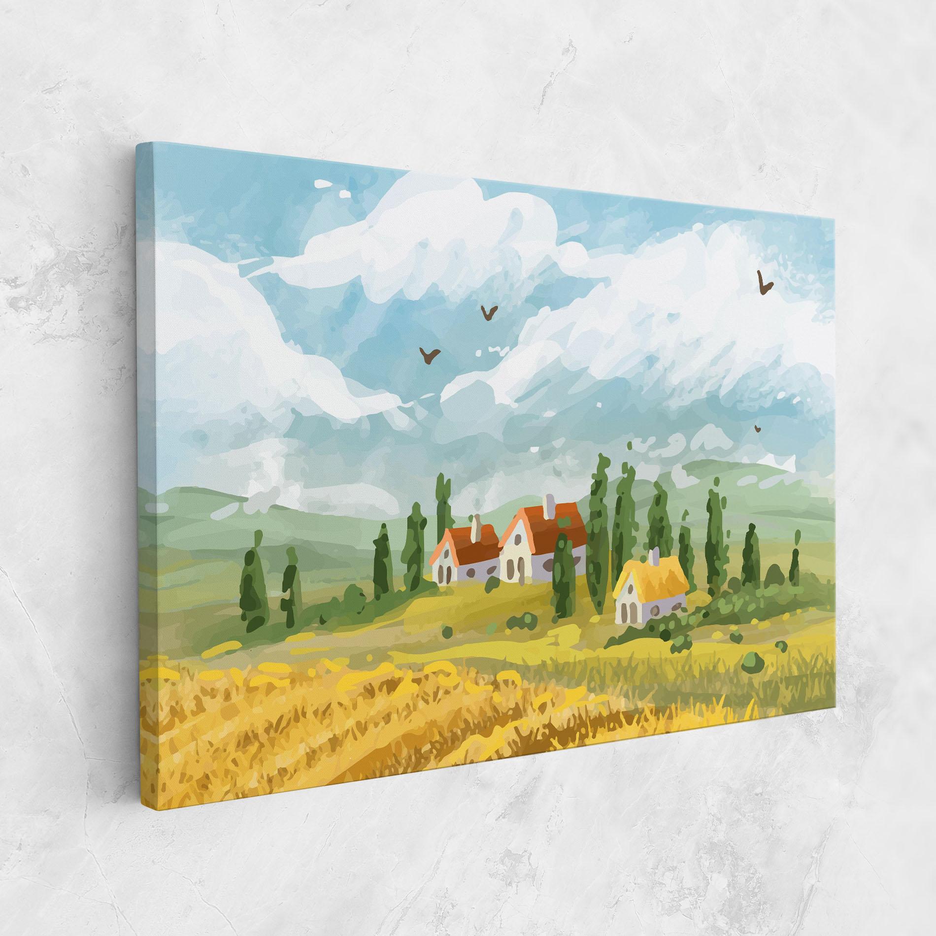 Картина на платно Orange Yellow House mockup 1