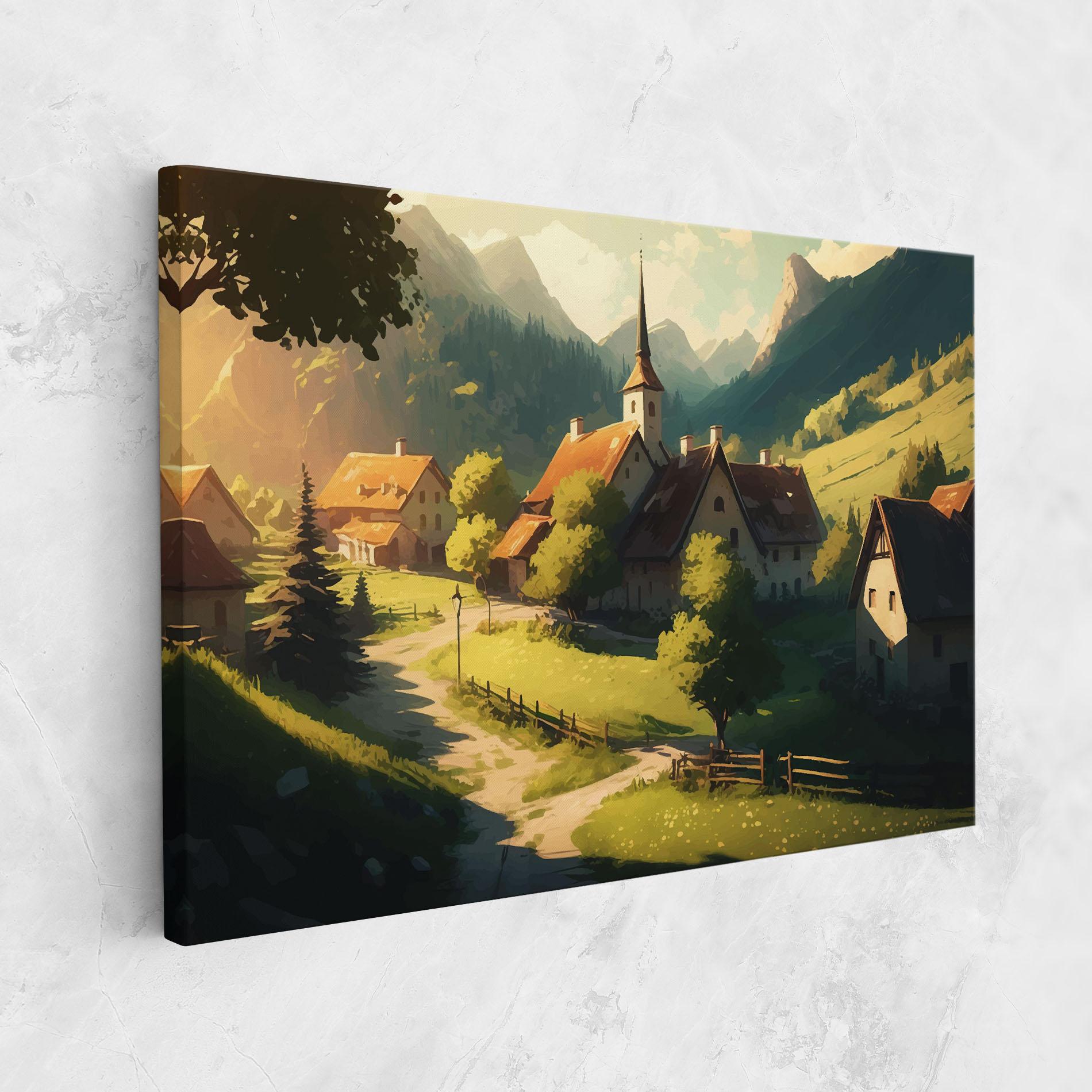 Картина на платно Village Dreamy View mockup 1