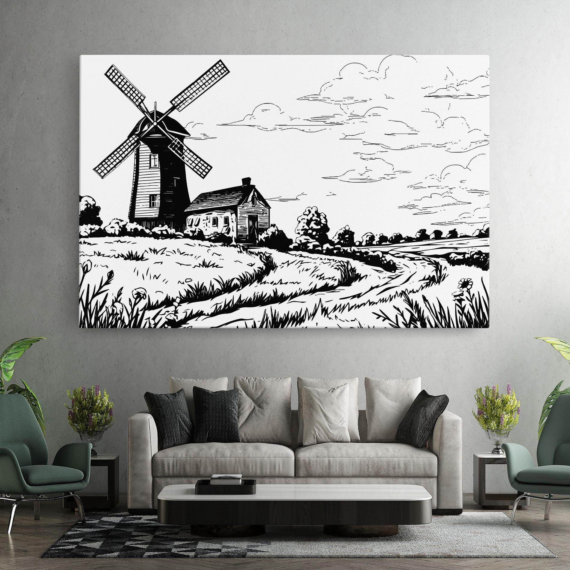 Картина на платно Black Line Wheat mockup 7