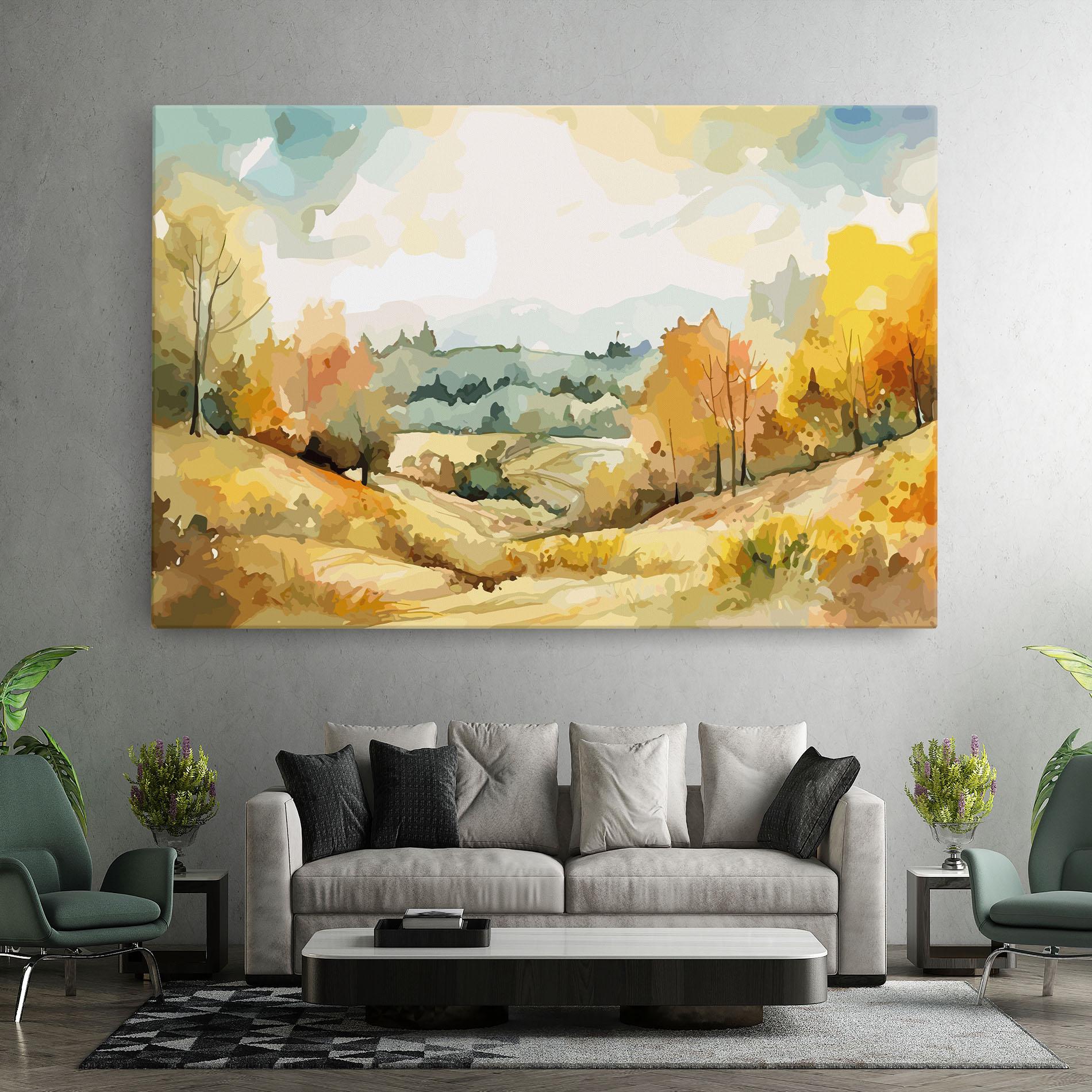 Картина на платно Yellow Rural Trees mockup 7