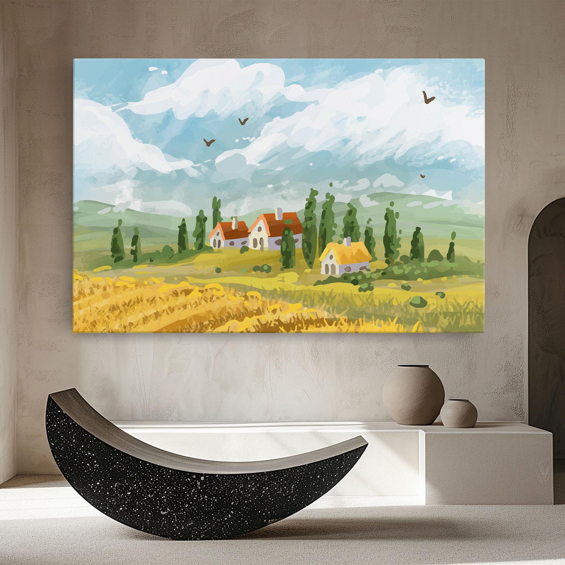 Картина на платно Orange Yellow House mockup 8