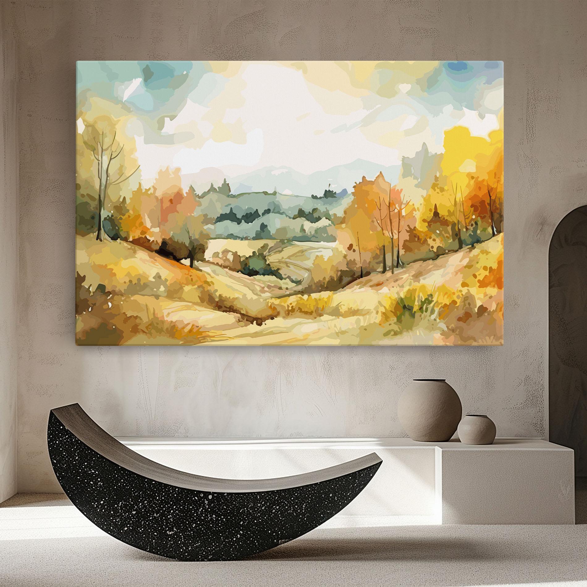 Картина на платно Yellow Rural Trees mockup 8