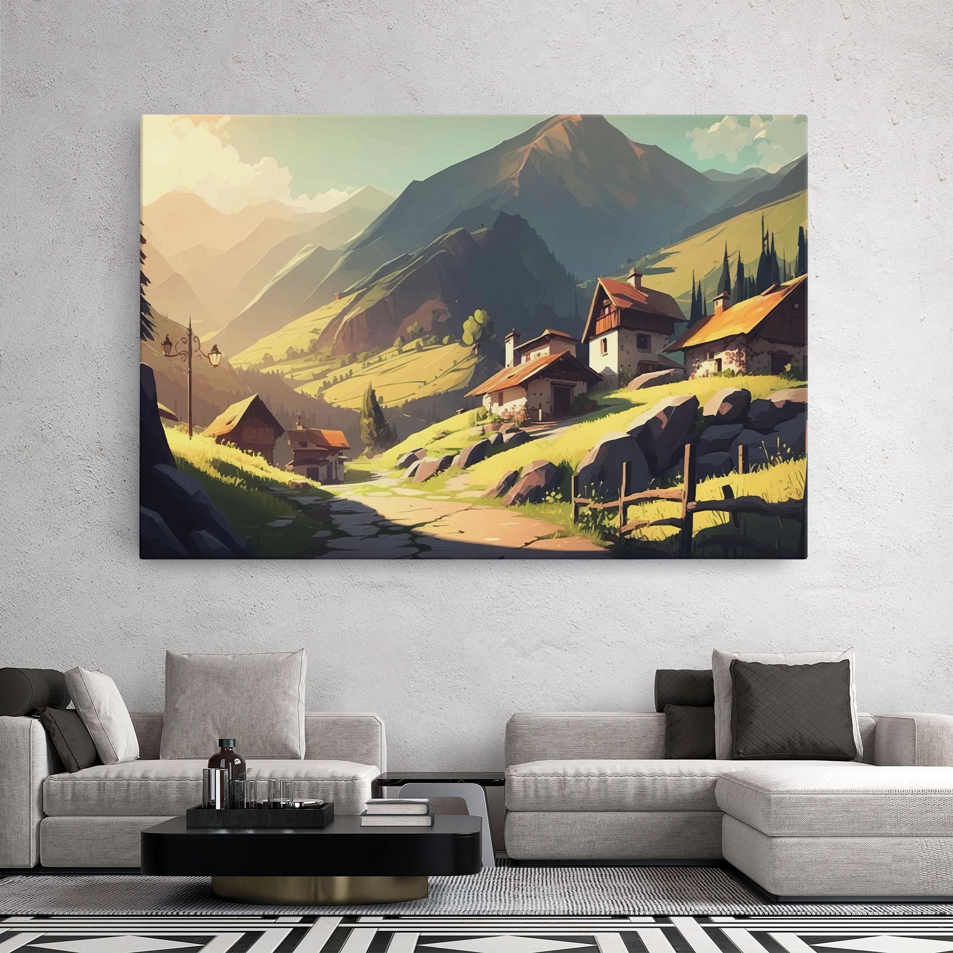 Картина на платно Grassy Mountain View mockup 2