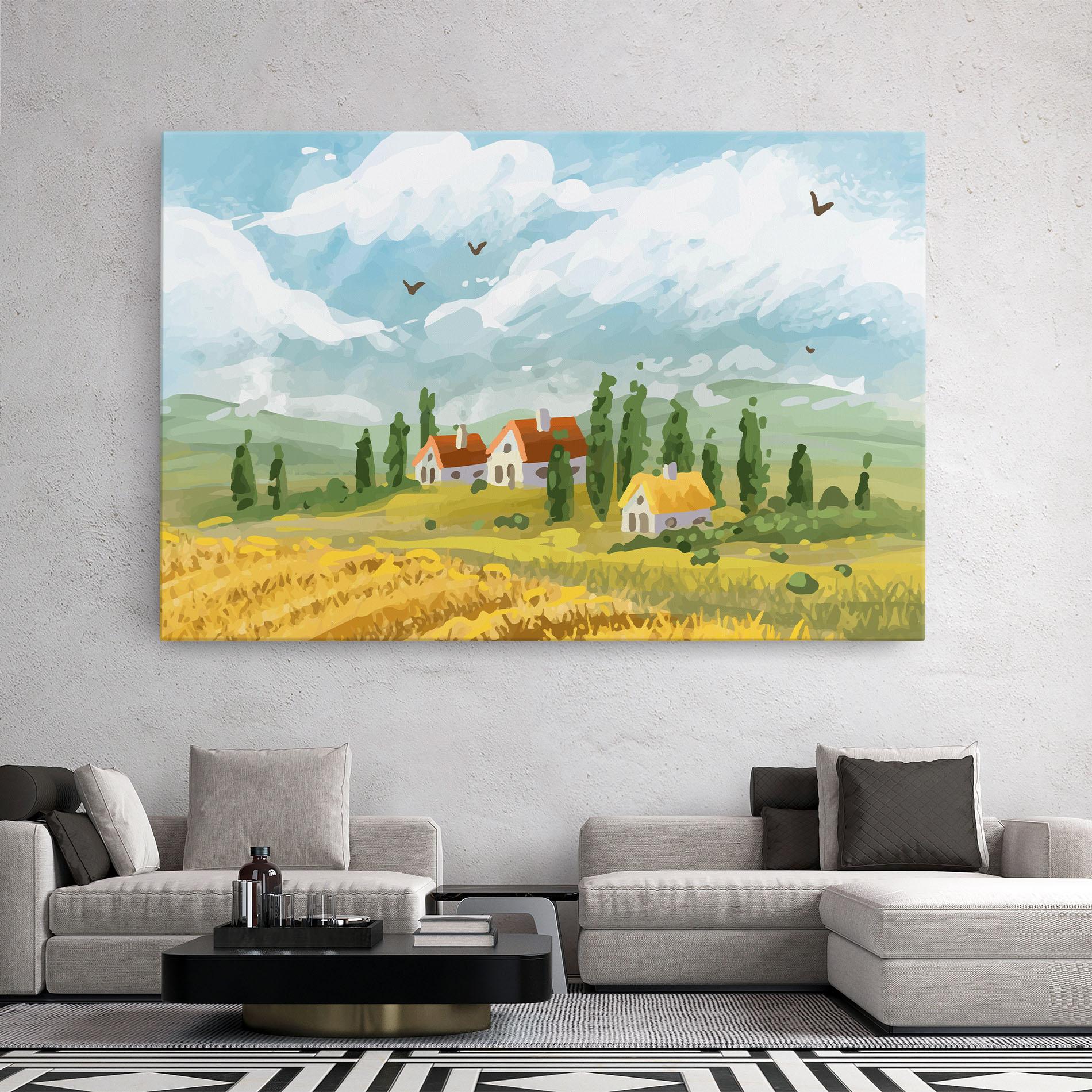 Картина на платно Orange Yellow House mockup 2