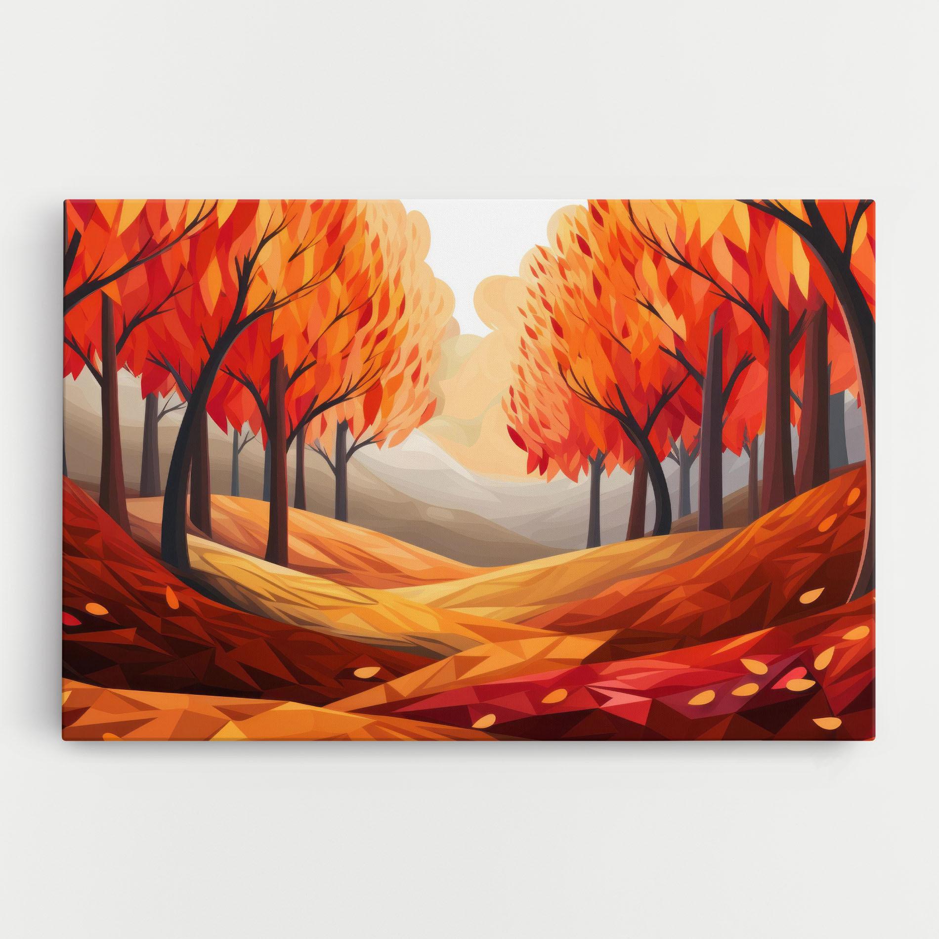 Картина на платно Red Trees Art mockup 0