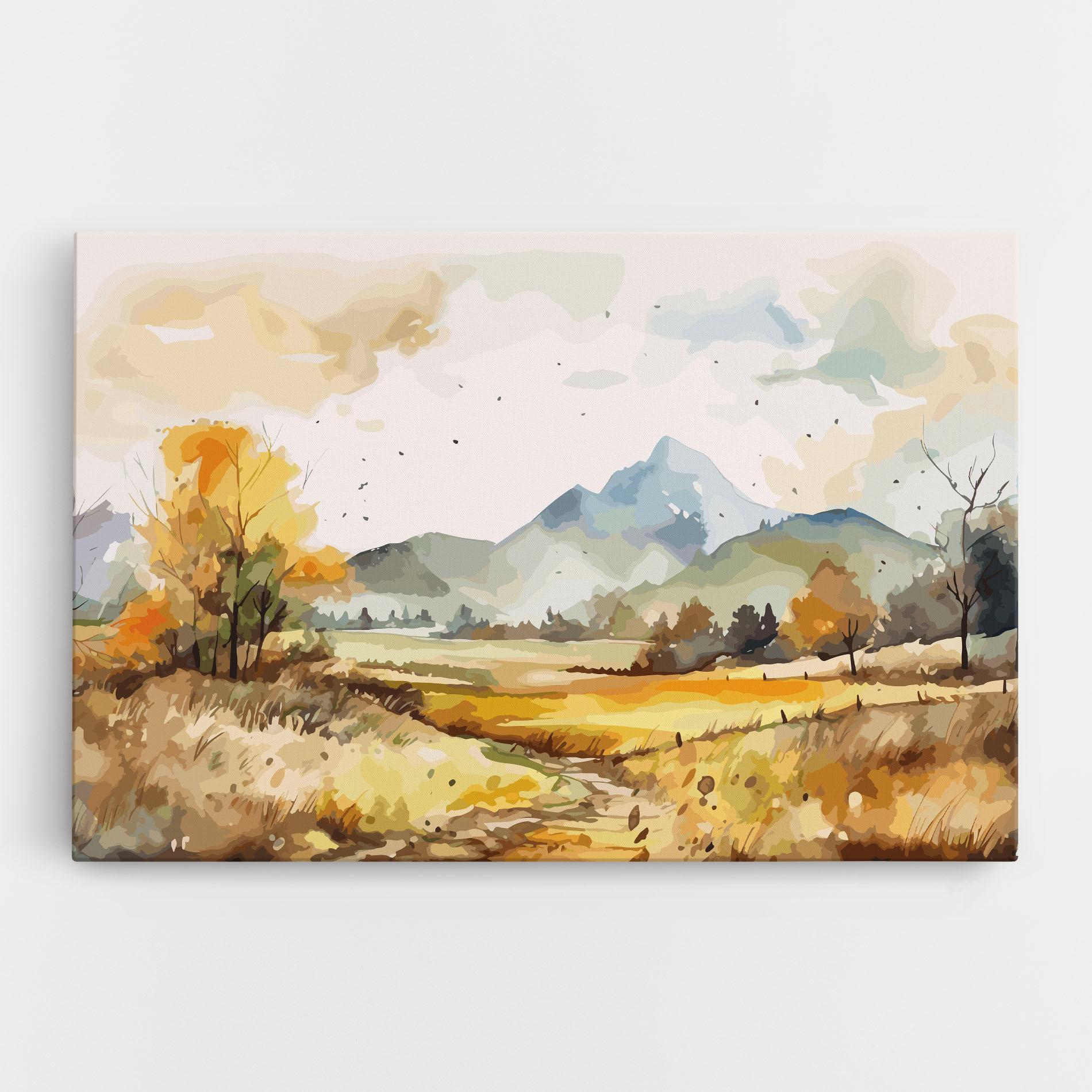 Картина на платно Yellow Blue Autumn mockup 0