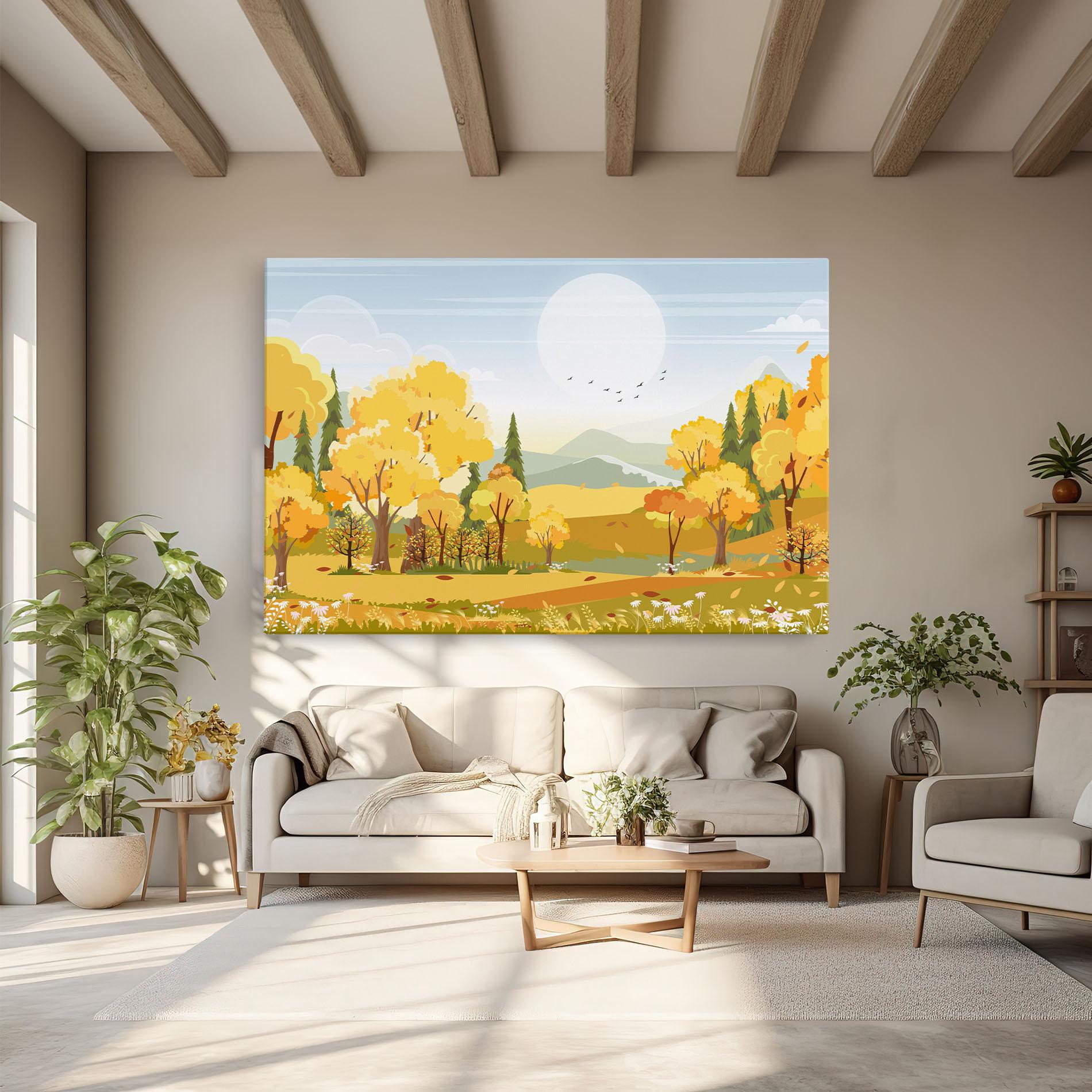 Картина на платно Autumn Yellow View mockup 6