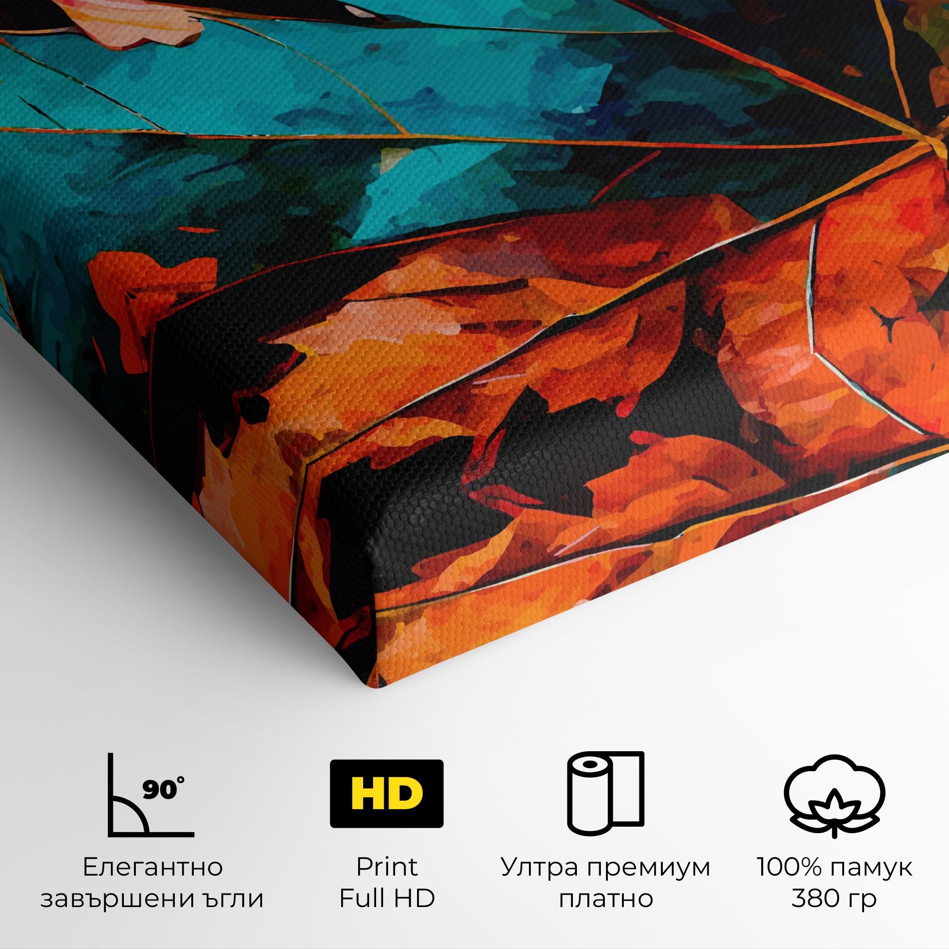 Картина на платно Blue Orange Leaf mockup 4