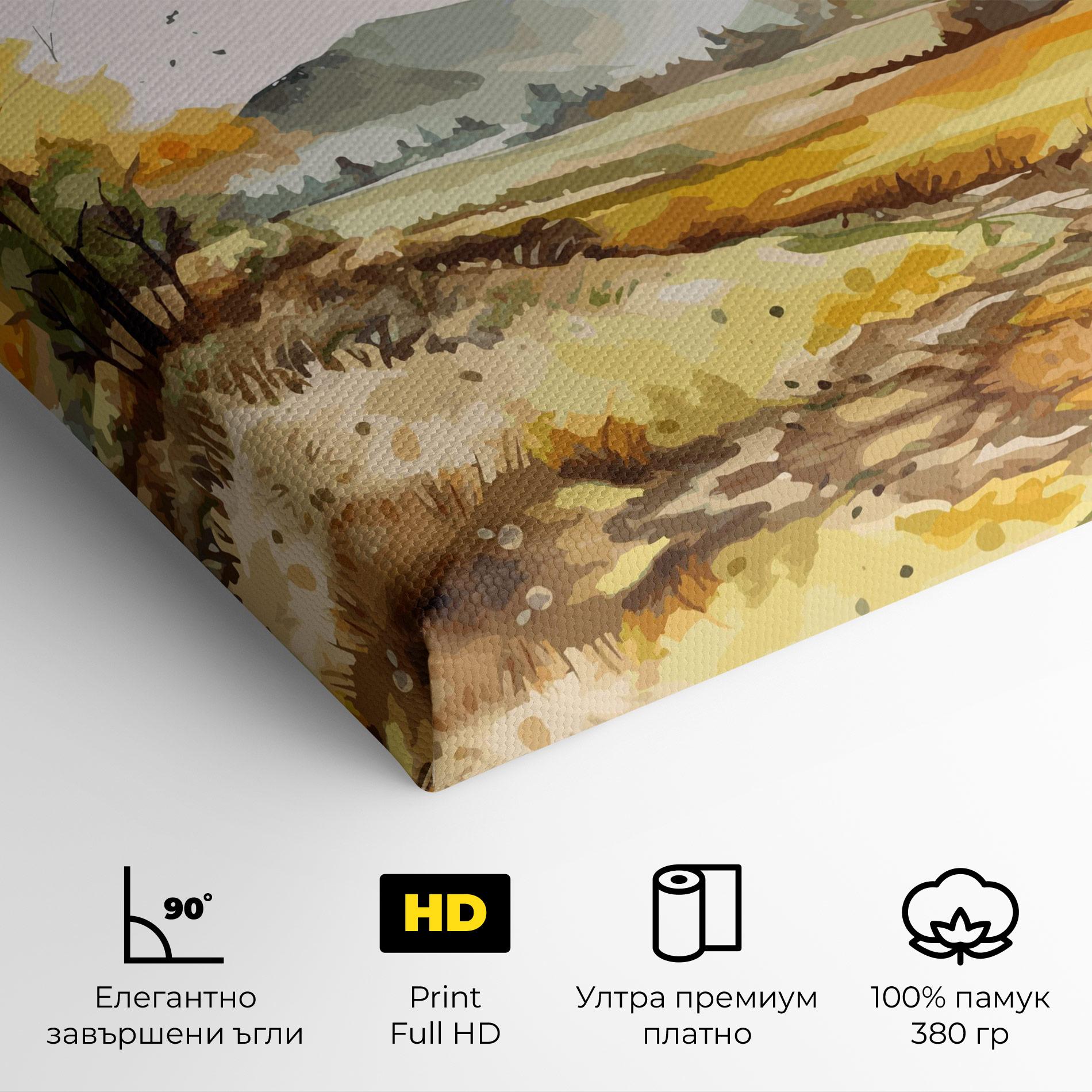 Картина на платно Yellow Blue Autumn mockup 4