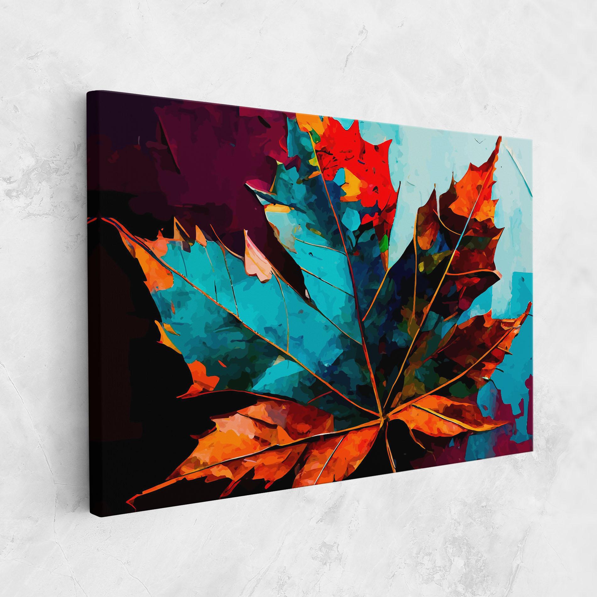 Картина на платно Blue Orange Leaf mockup 1