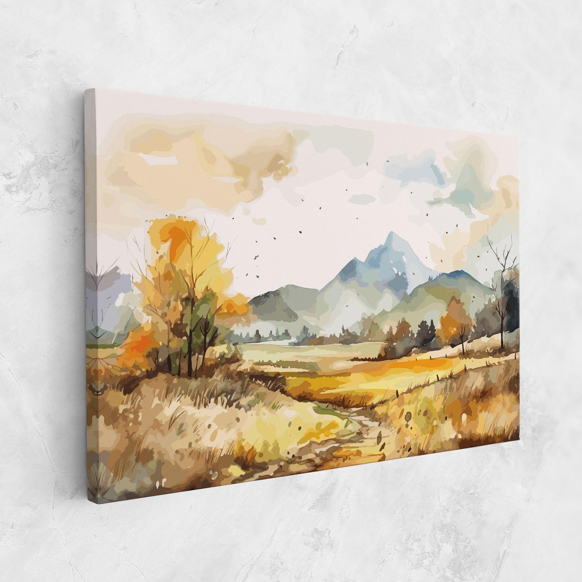 Картина на платно Yellow Blue Autumn mockup 1