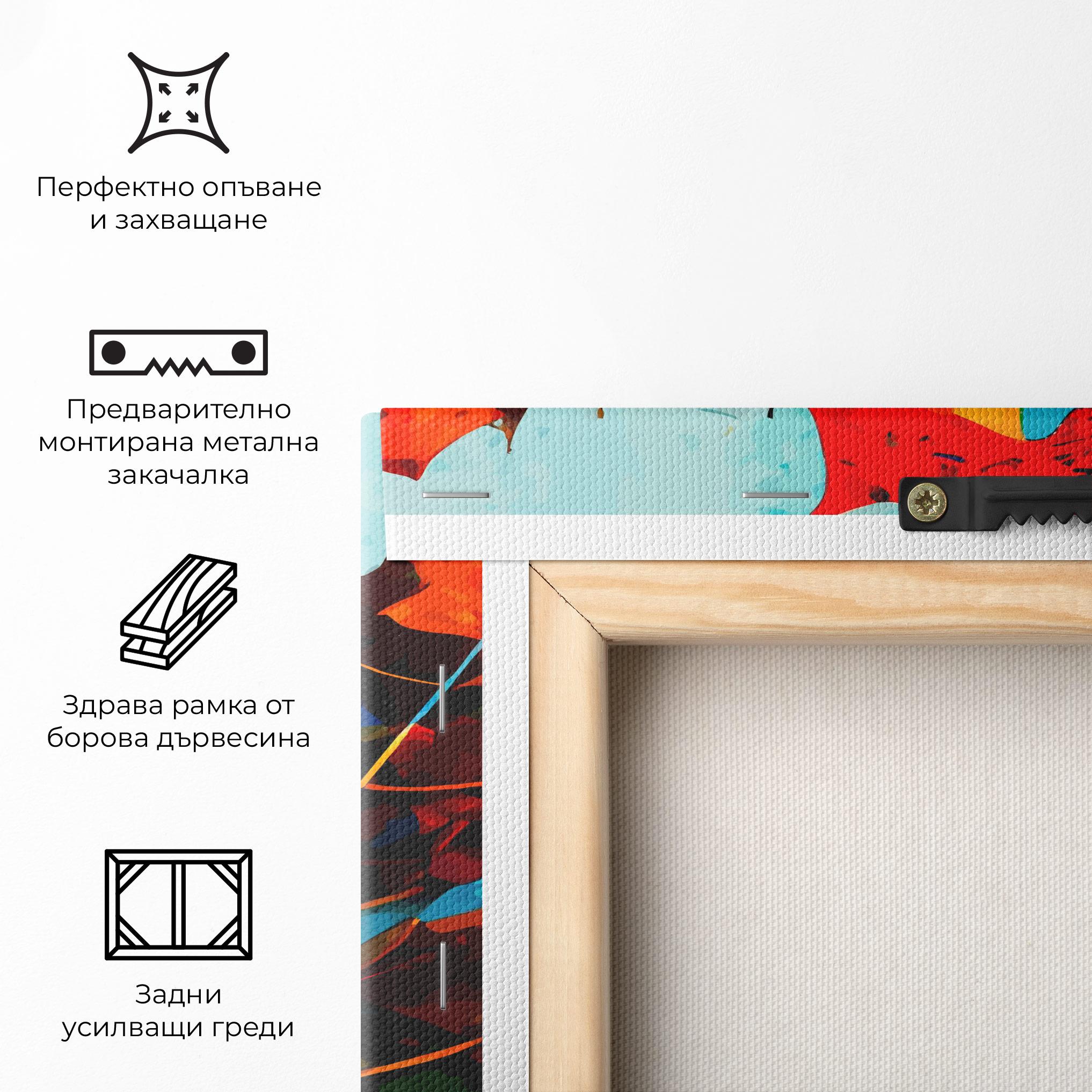 Картина на платно Blue Orange Leaf mockup 5