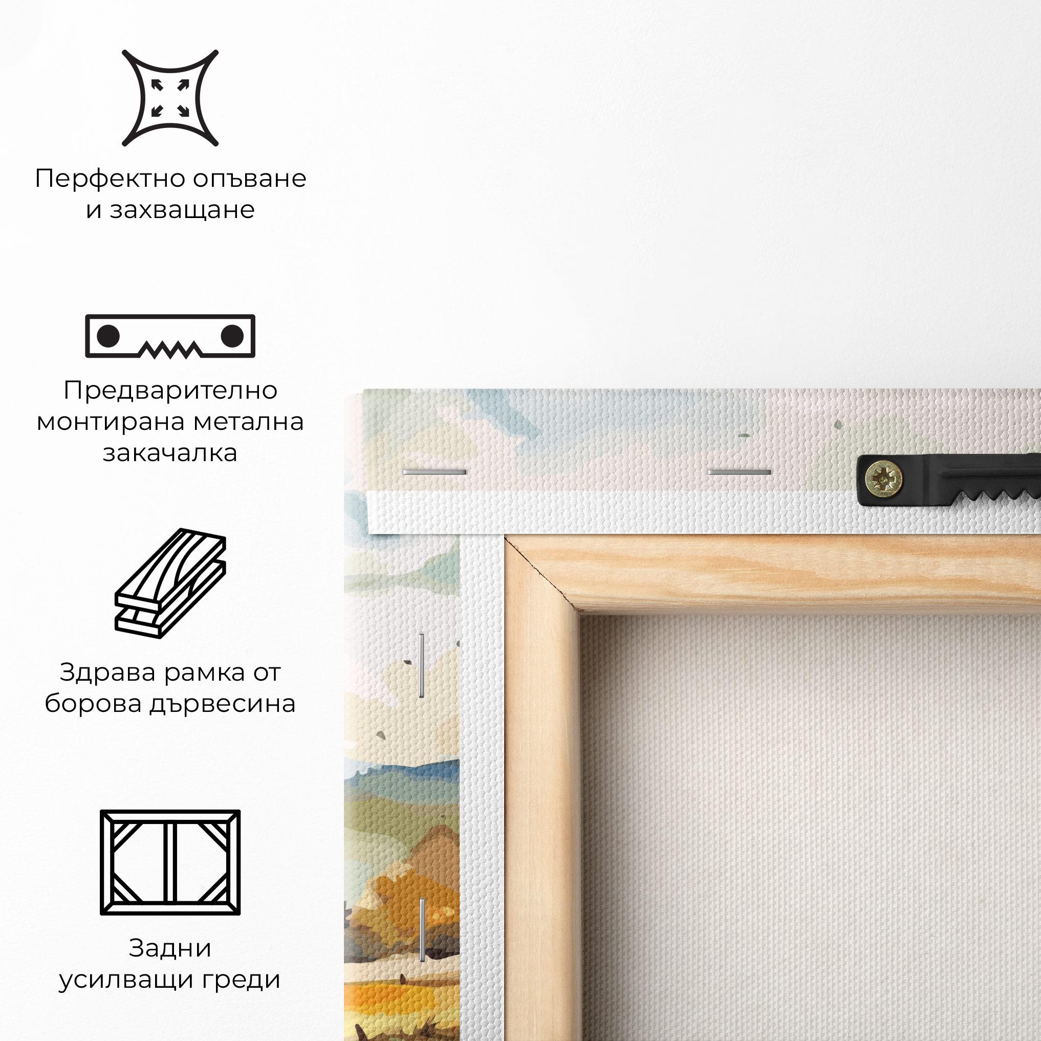 Картина на платно Yellow Blue Autumn mockup 5