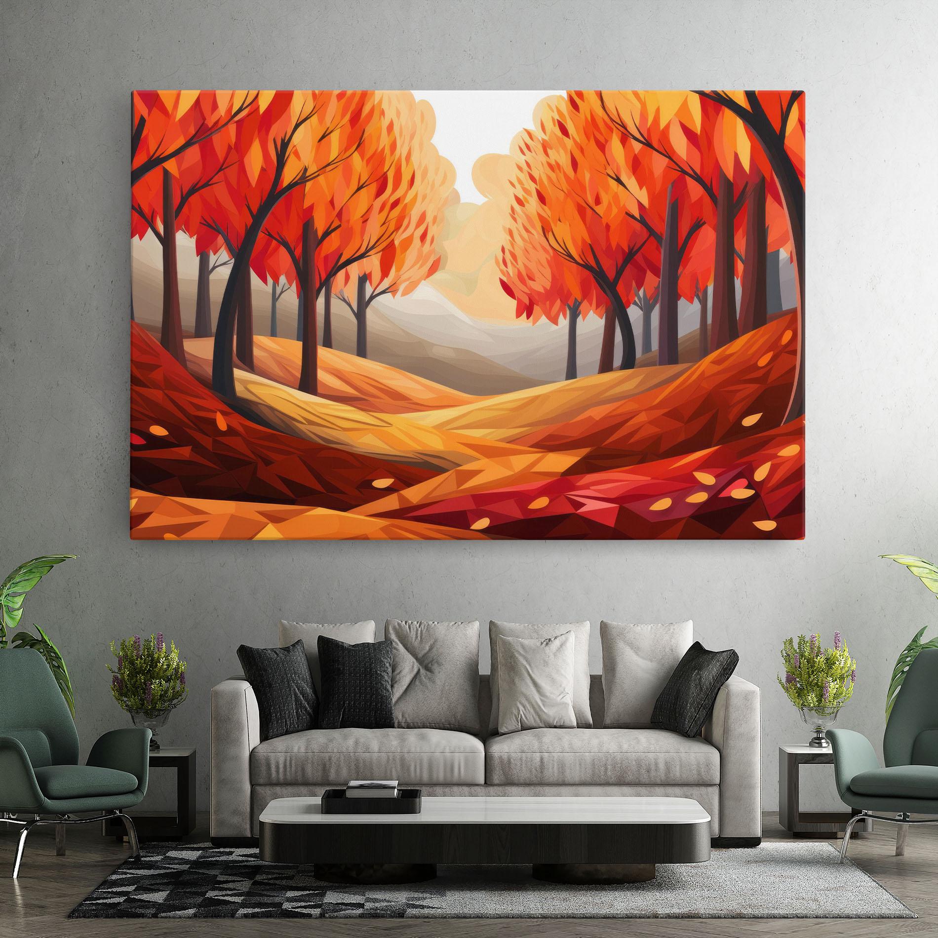 Картина на платно Red Trees Art mockup 7