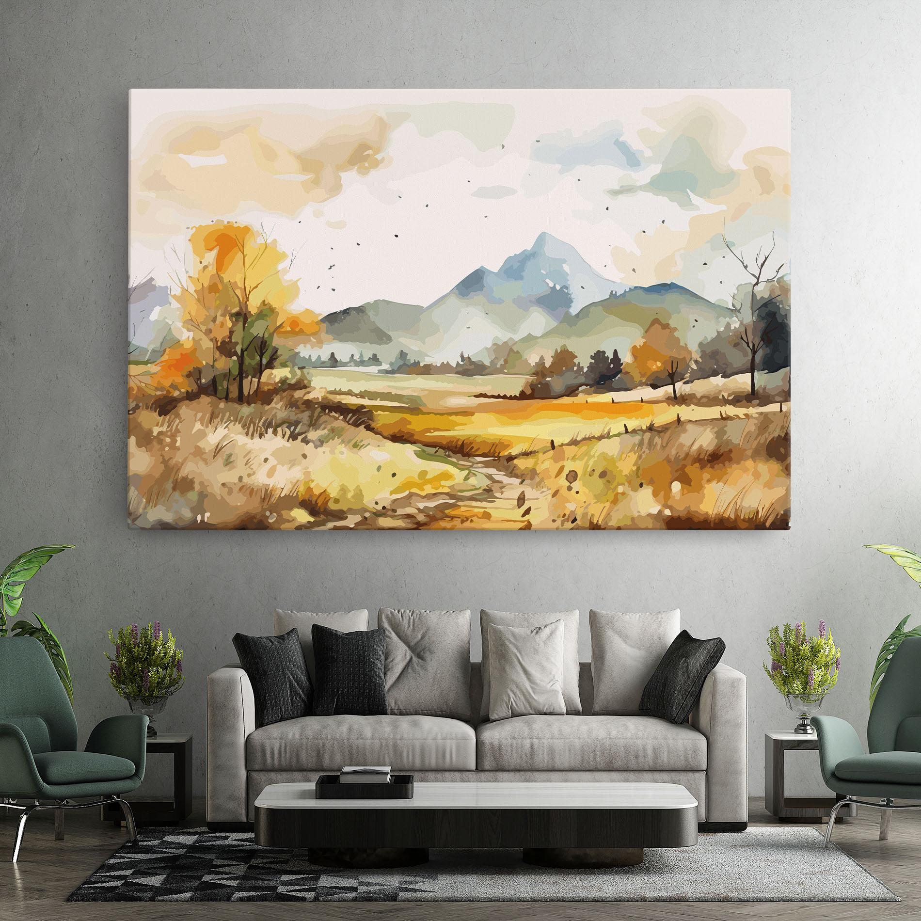 Картина на платно Yellow Blue Autumn mockup 7