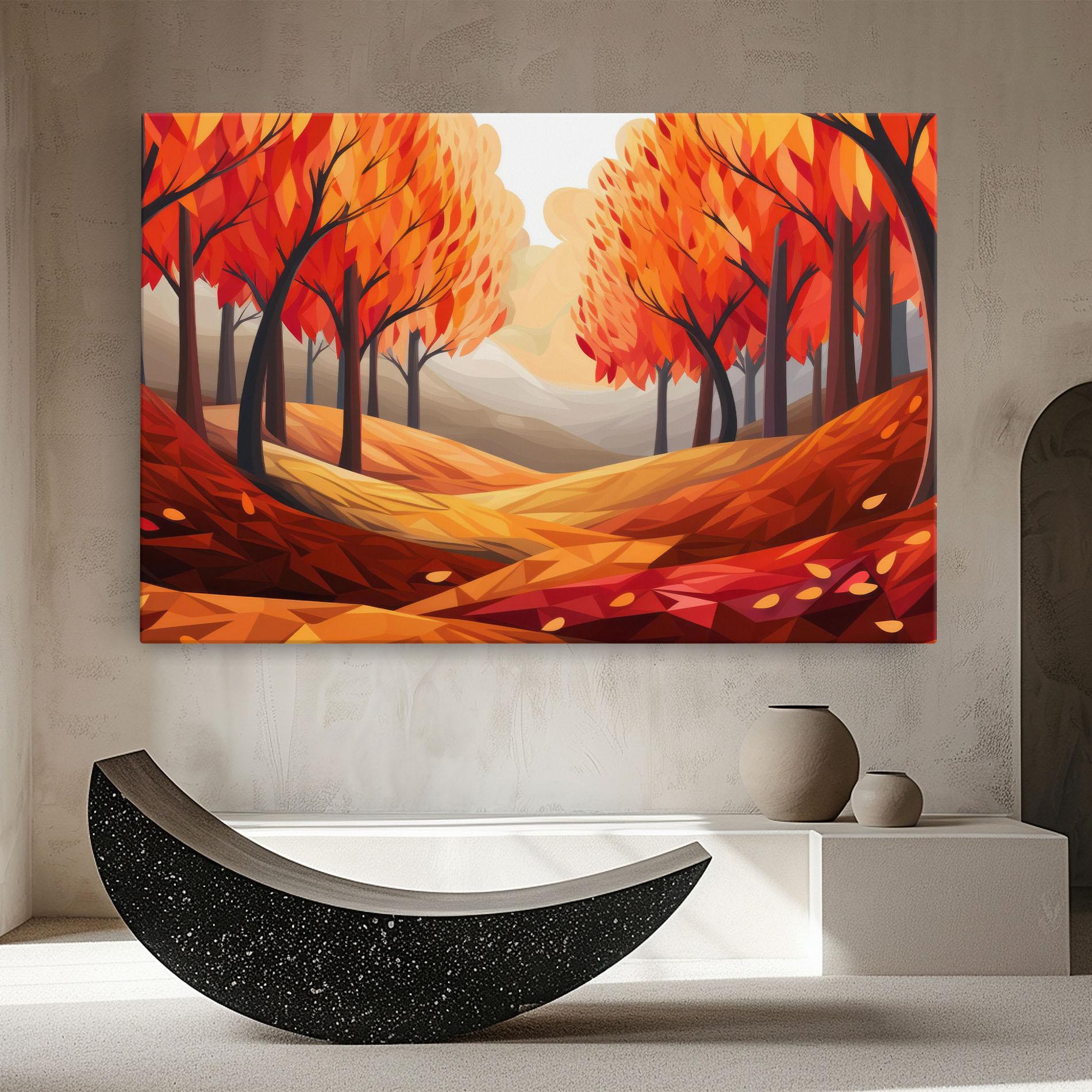 Картина на платно Red Trees Art mockup 8