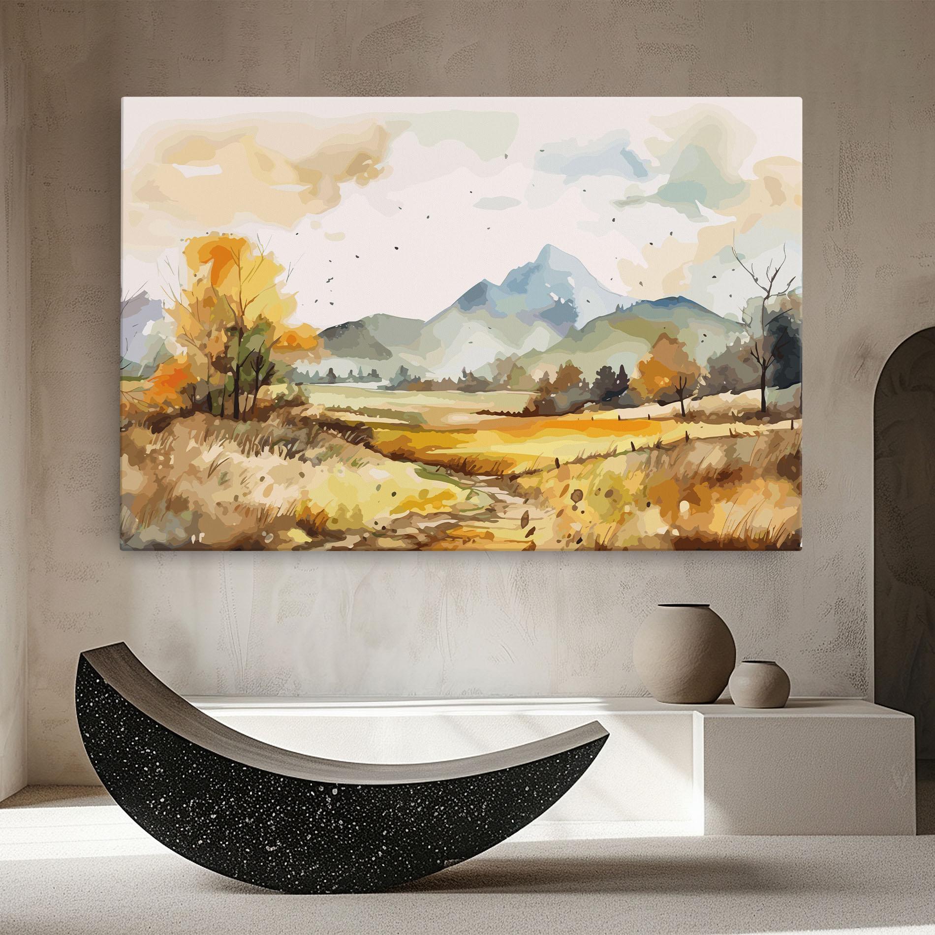 Картина на платно Yellow Blue Autumn mockup 8