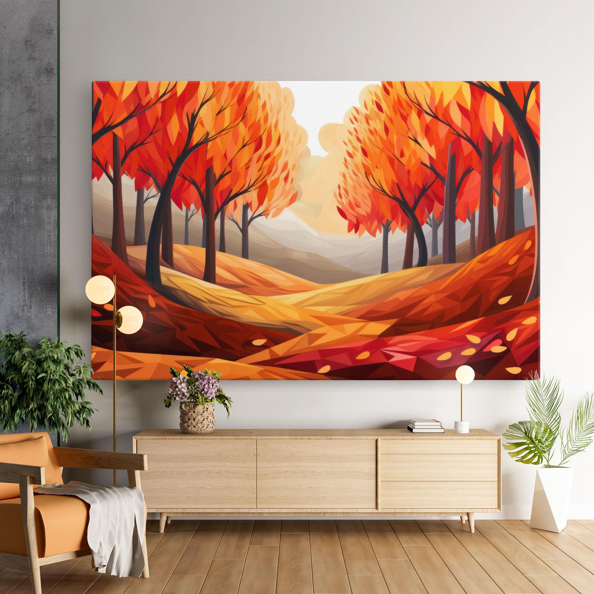 Картина на платно Red Trees Art mockup 9