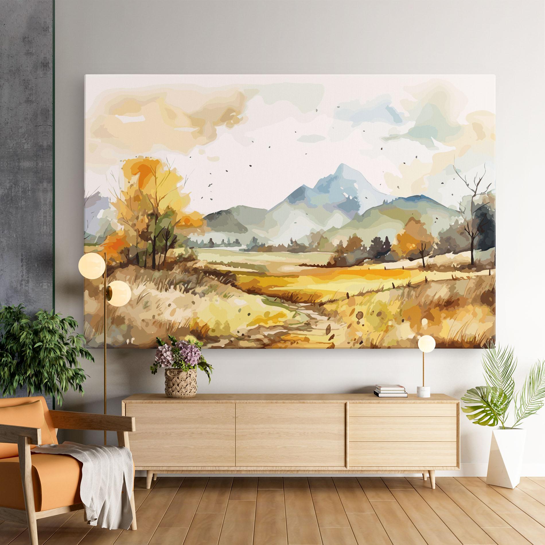 Картина на платно Yellow Blue Autumn mockup 9