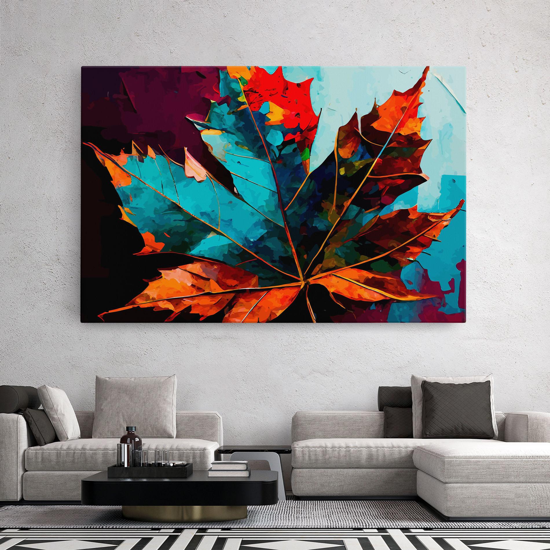 Картина на платно Blue Orange Leaf mockup 2