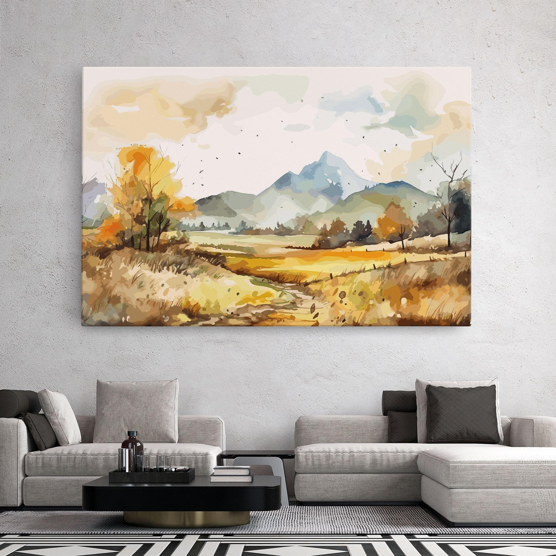 Картина на платно Yellow Blue Autumn mockup 2
