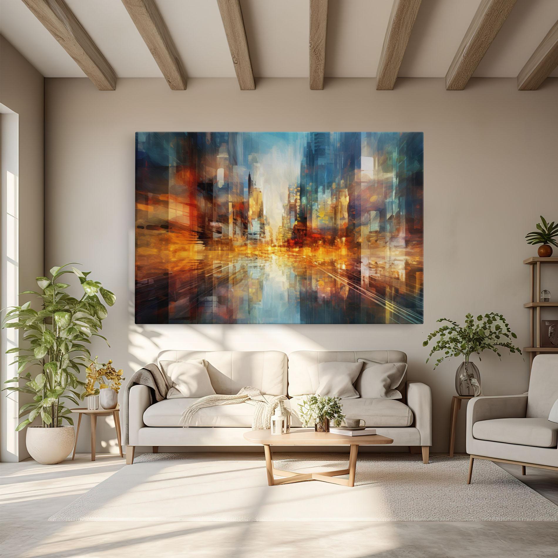 Картина на платно Orange Lights City mockup 6