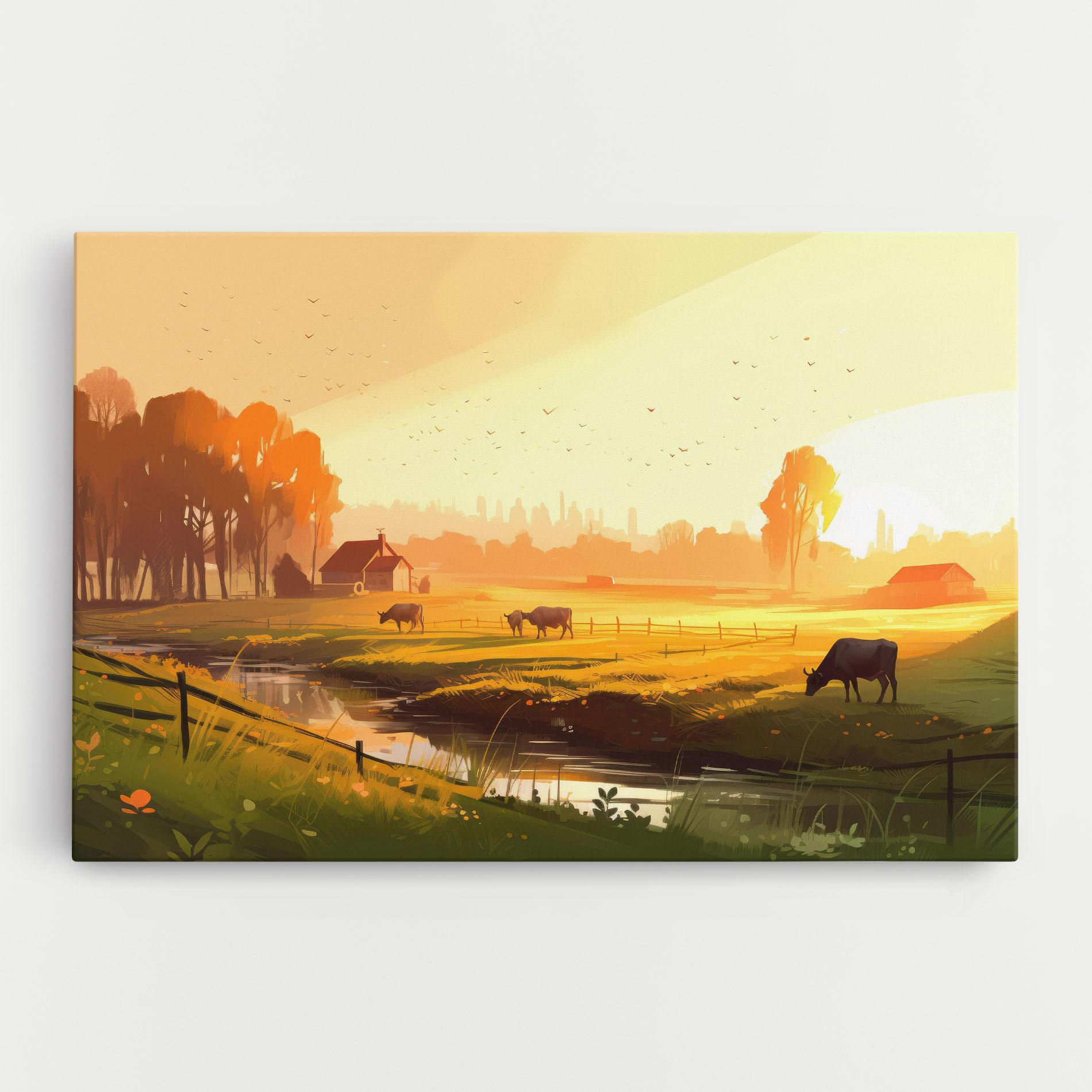 Картина на платно Sunlight Cows mockup 0