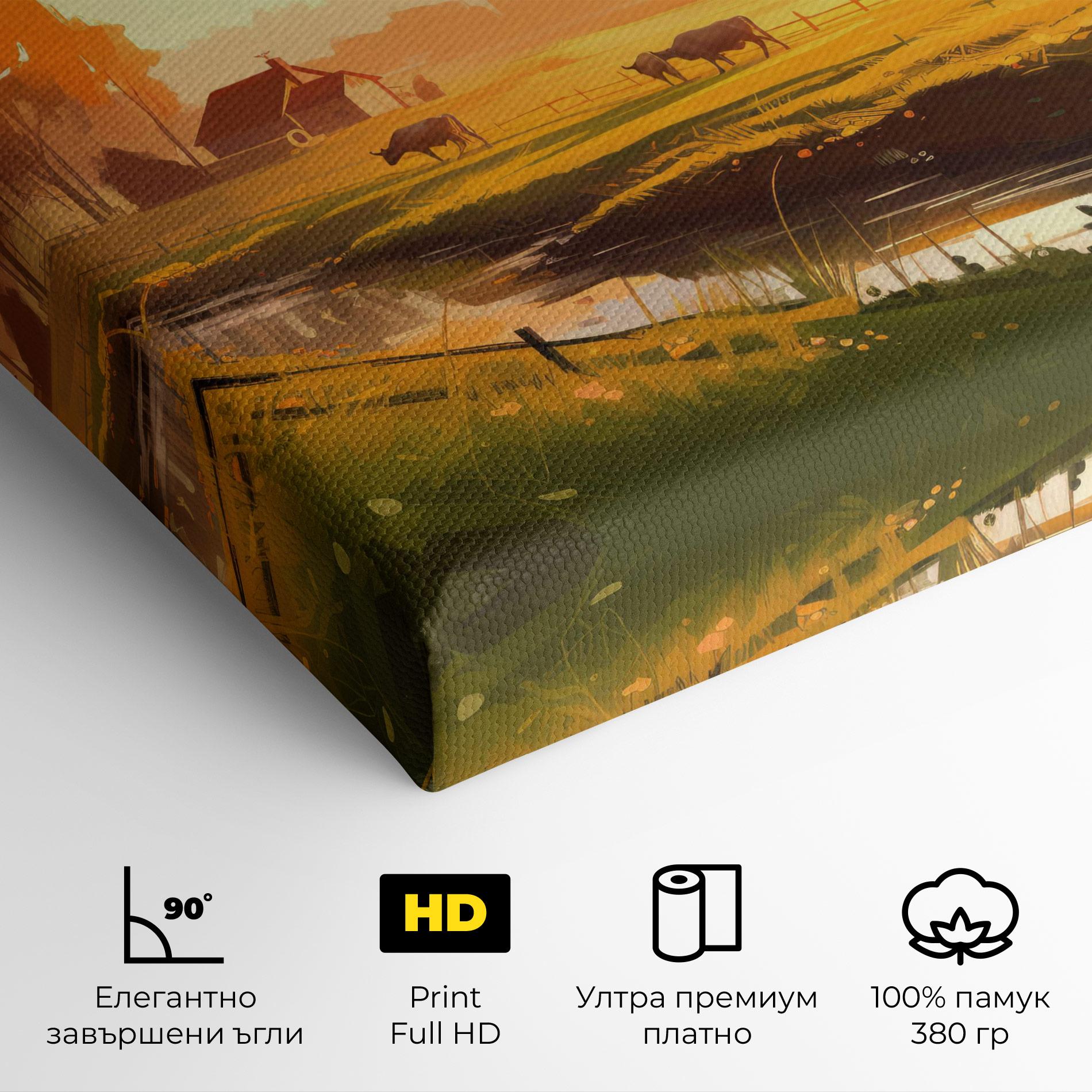 Картина на платно Sunlight Cows mockup 4