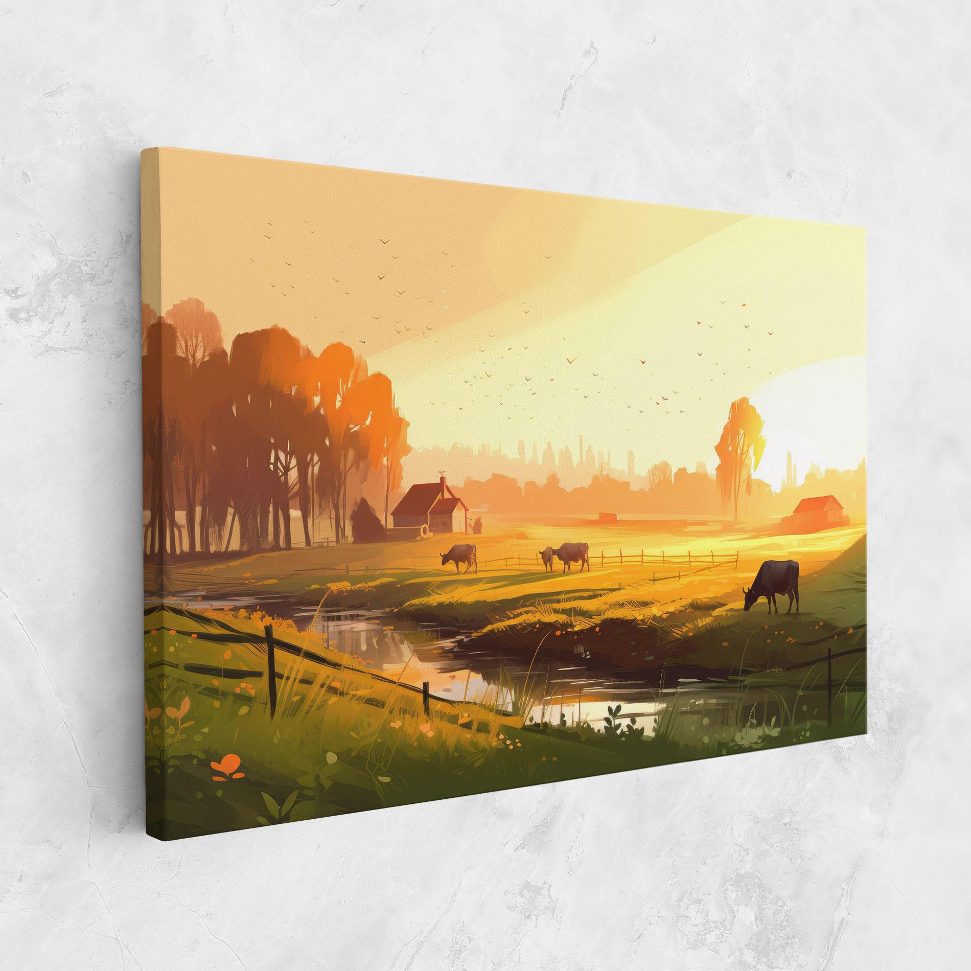Картина на платно Sunlight Cows mockup 1