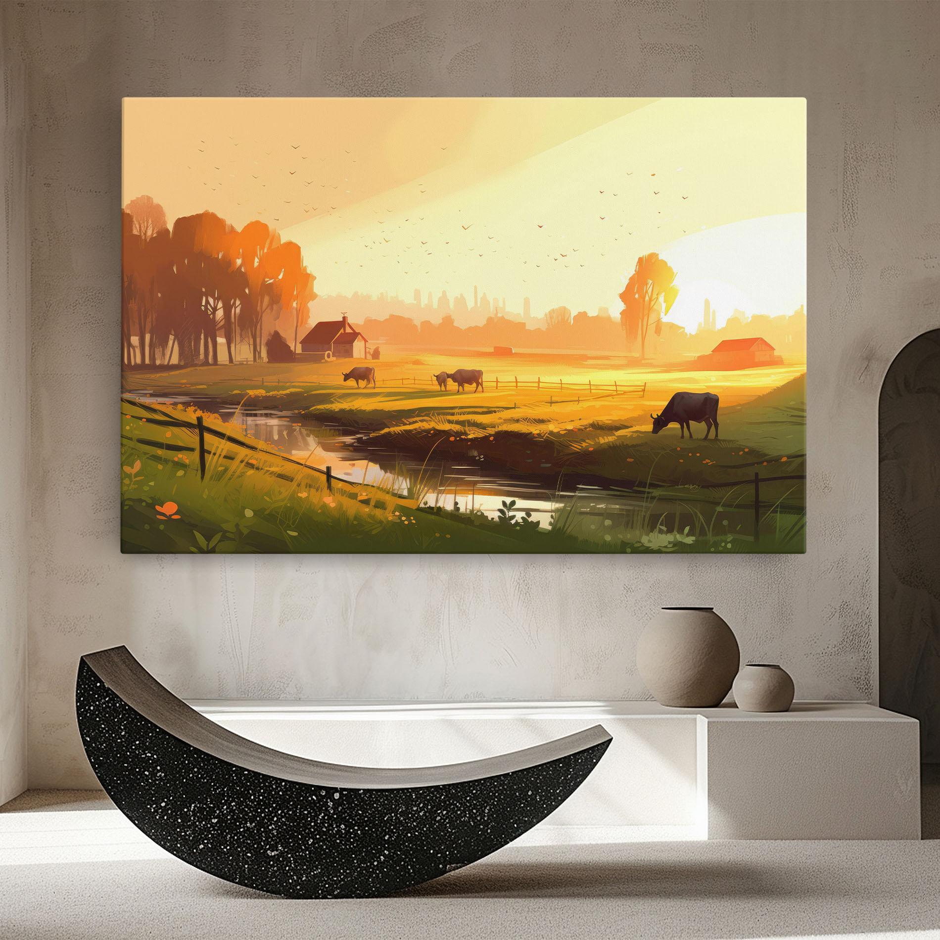 Картина на платно Sunlight Cows mockup 8