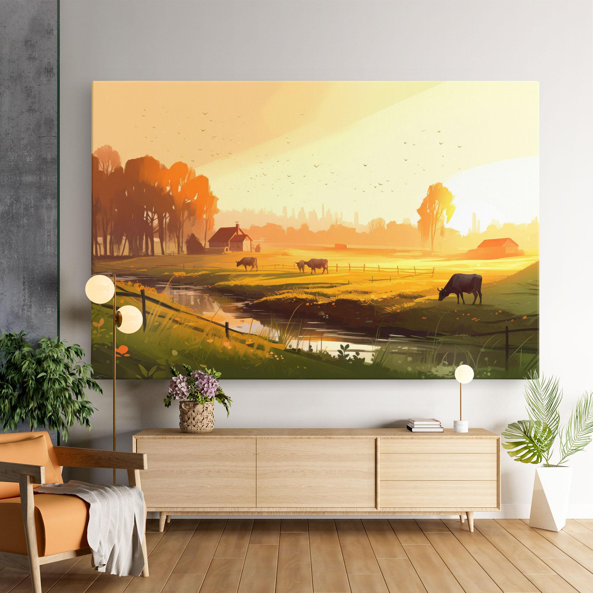 Картина на платно Sunlight Cows mockup 9